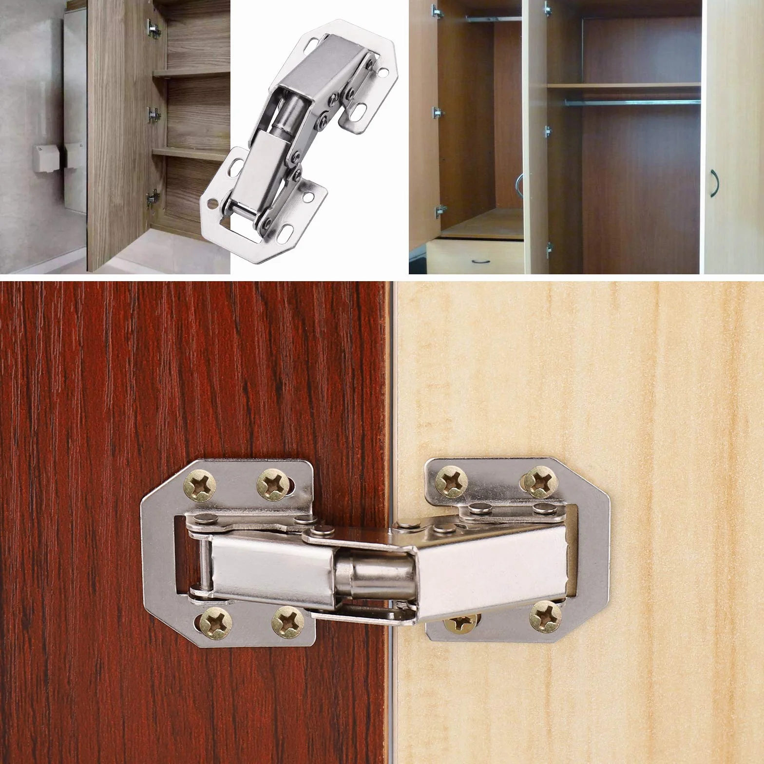 JIZZU 10 Piezas Bisagras Puertas Cocina, Bisagra Puertas Madera de Cierre Suave 90 Grados