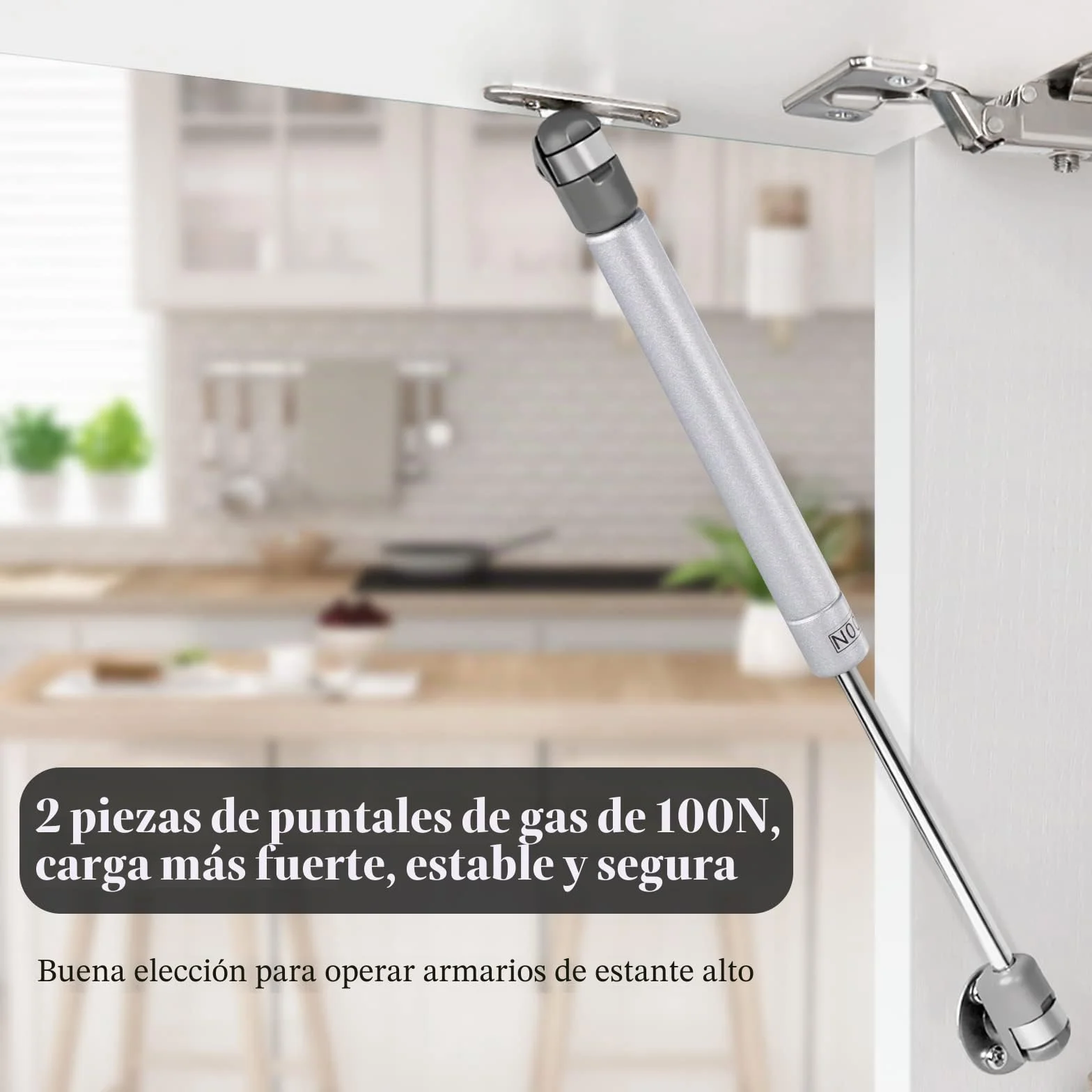 Vinabo Amortiguadores de Gas 100N para Puertas Armario, Resorte de Compresión con Tornillos, Pistones a Gas Muebles Cocina
