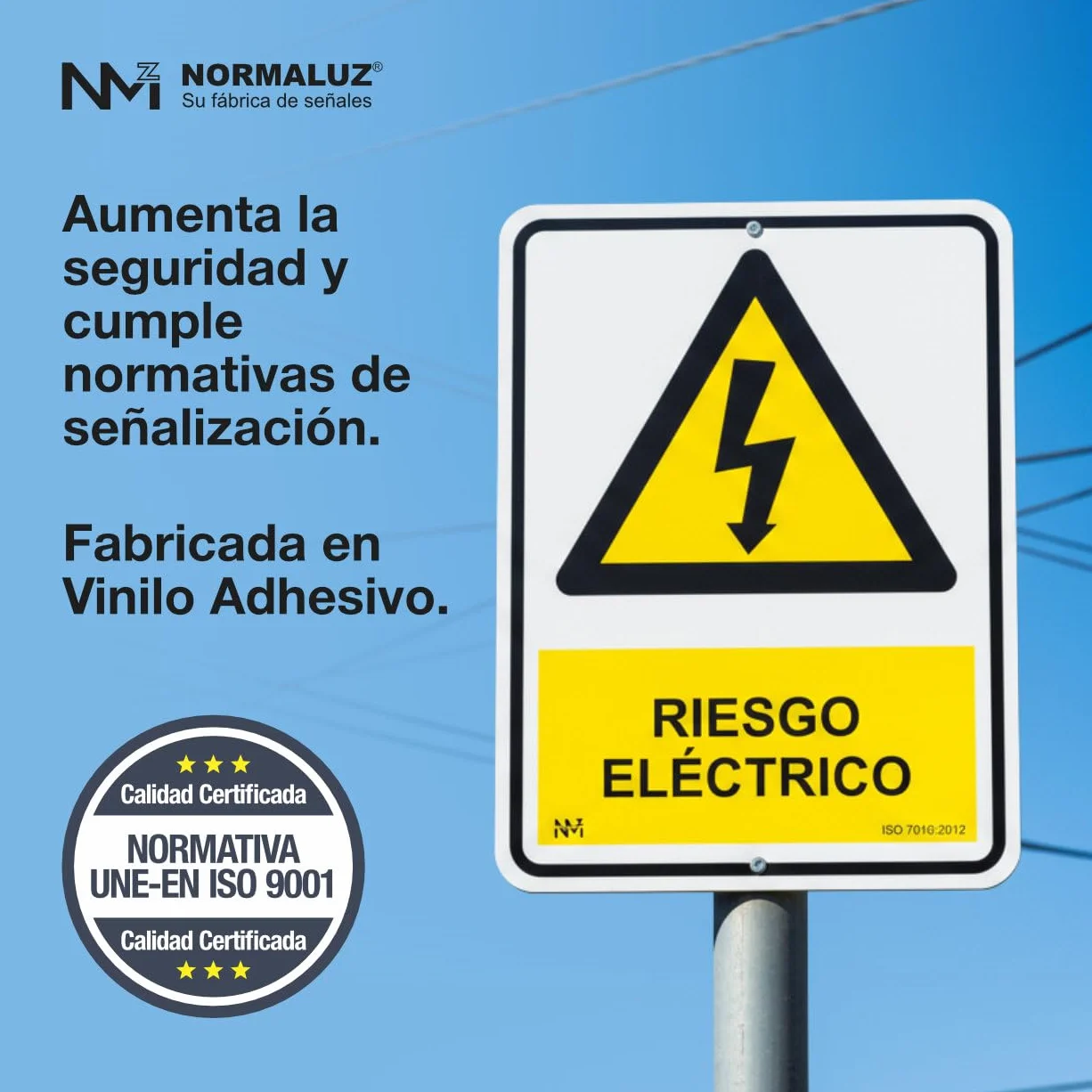 Normaluz RD35607 - Señal Adhesiva Riesgo Eléctrico Adhesivo de Vinilo 15 x 20 cm, Amarillo