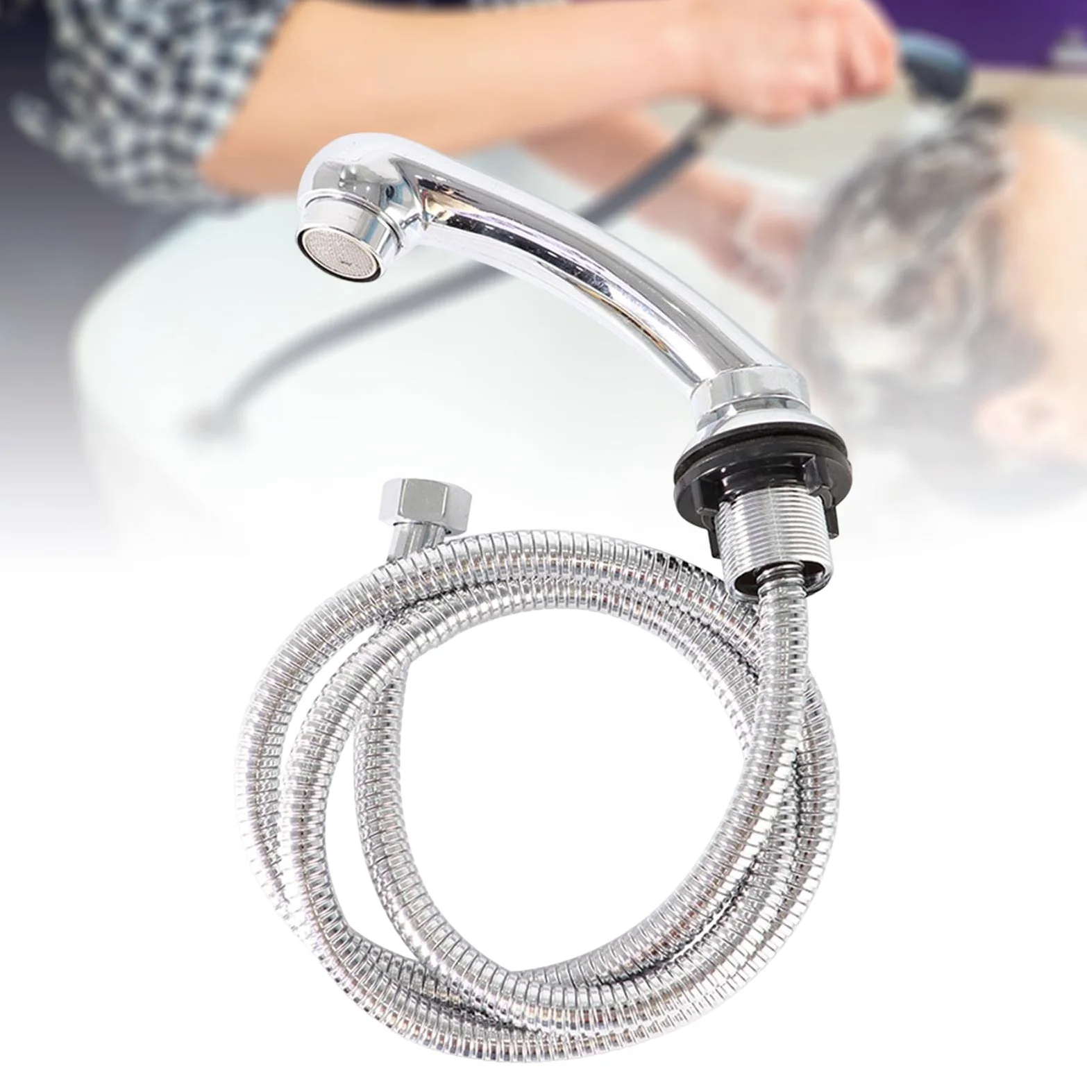 perfk Rociador de Grifo de salón de Belleza con Tubo de Manguera, reemplazo de Fregadero de tazón de champú Profesional de Mano para peluquería, Argén