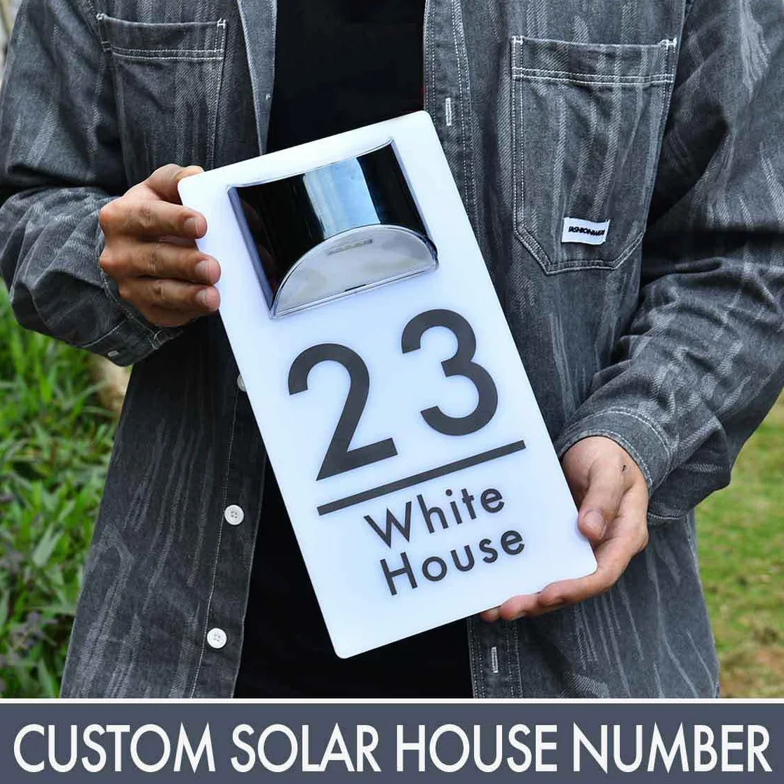 Letrero Solar Personalizado Para Casa Con Luz Solar,Letrero Solar De Dirección Iluminado,Números De Dirección De Casa,Nombre De Calle, Iluminación Led Contemporánea Para Casa,Oficina, Hotel,Cuadrado
