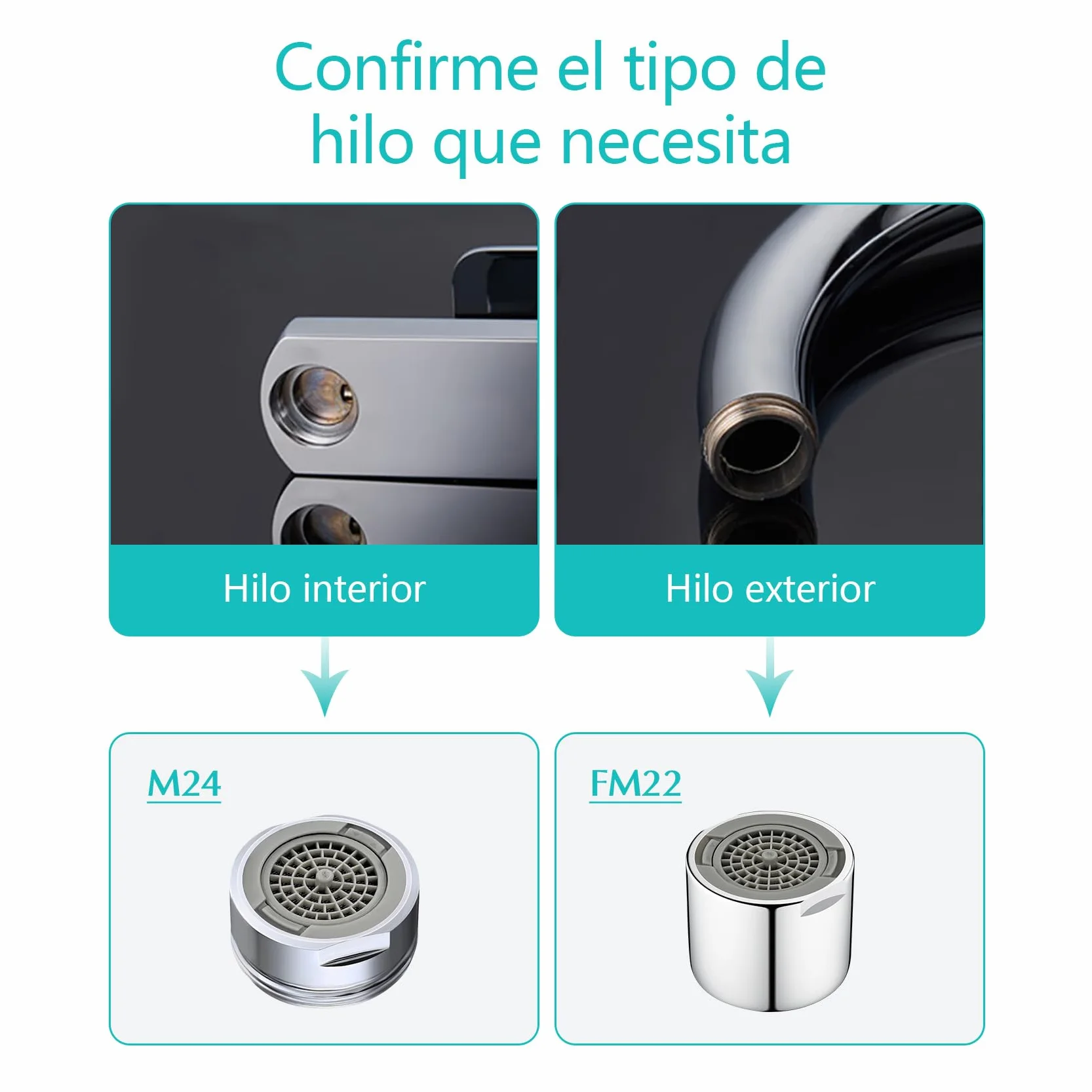 FM22 Aireador Grifo de Latón, Adaptador Ángulo Salida Agua Ajustable, Dos Modos, Cocina Baño