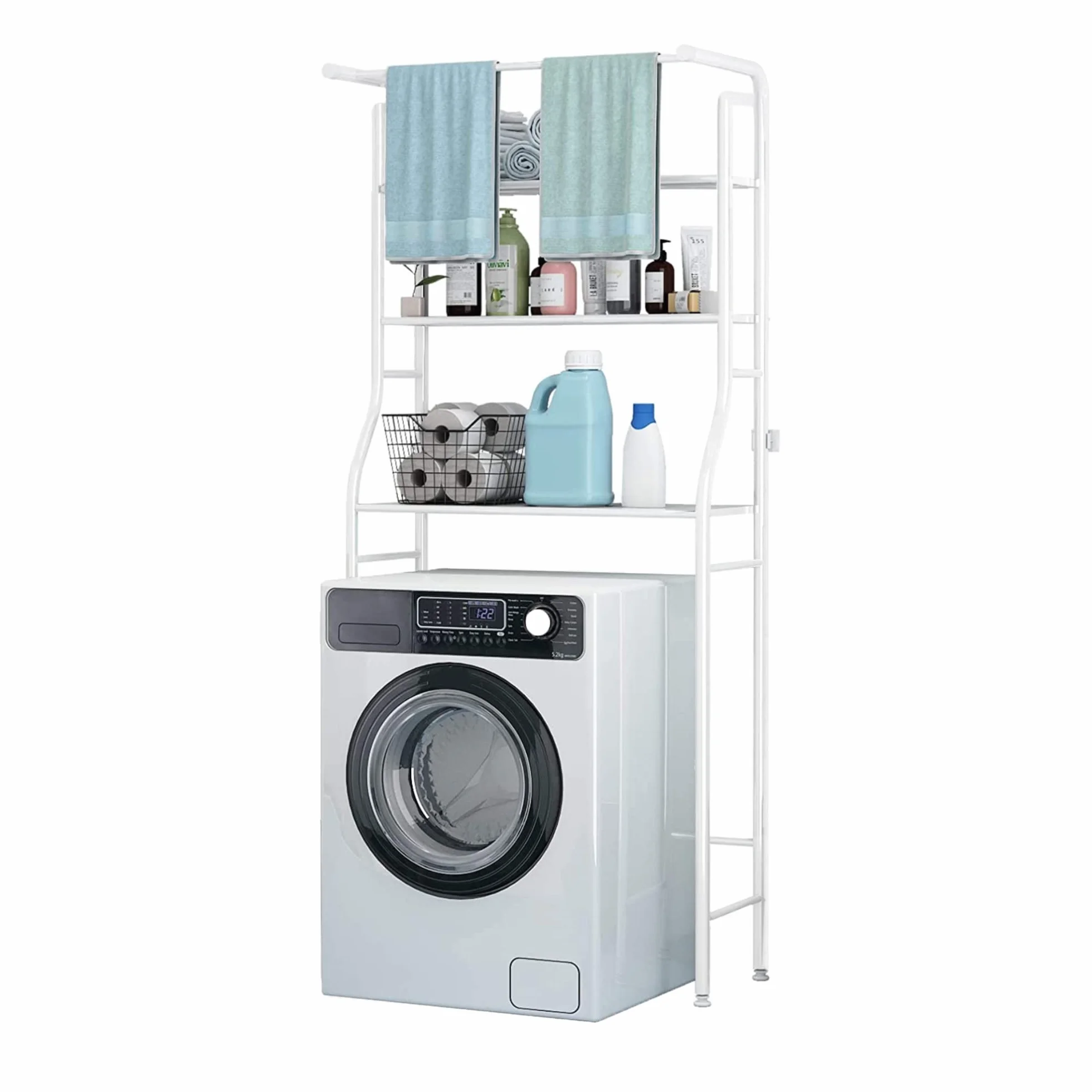 MAGIC SELECT Estantería sobre Lavadora | Estante de Almacenamiento Impermeable | Estante Organizador Multiusos | Ahorra Espacio con 3 Baldas | Patas Ajustables en Altura
