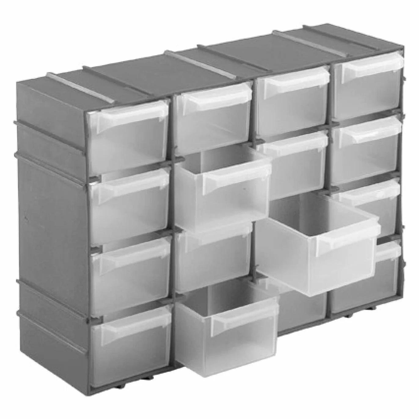 Tradineur Clasificador apilable de plástico 16 cajones 15 x 21,5 x 7,8 cm