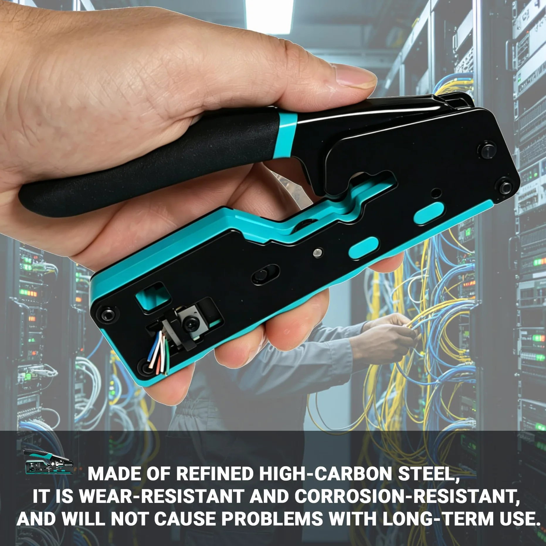 Herramienta de crimpado Ethernet modular todo en uno RJ45 con paso pasante para cables Cat5 y Cat6