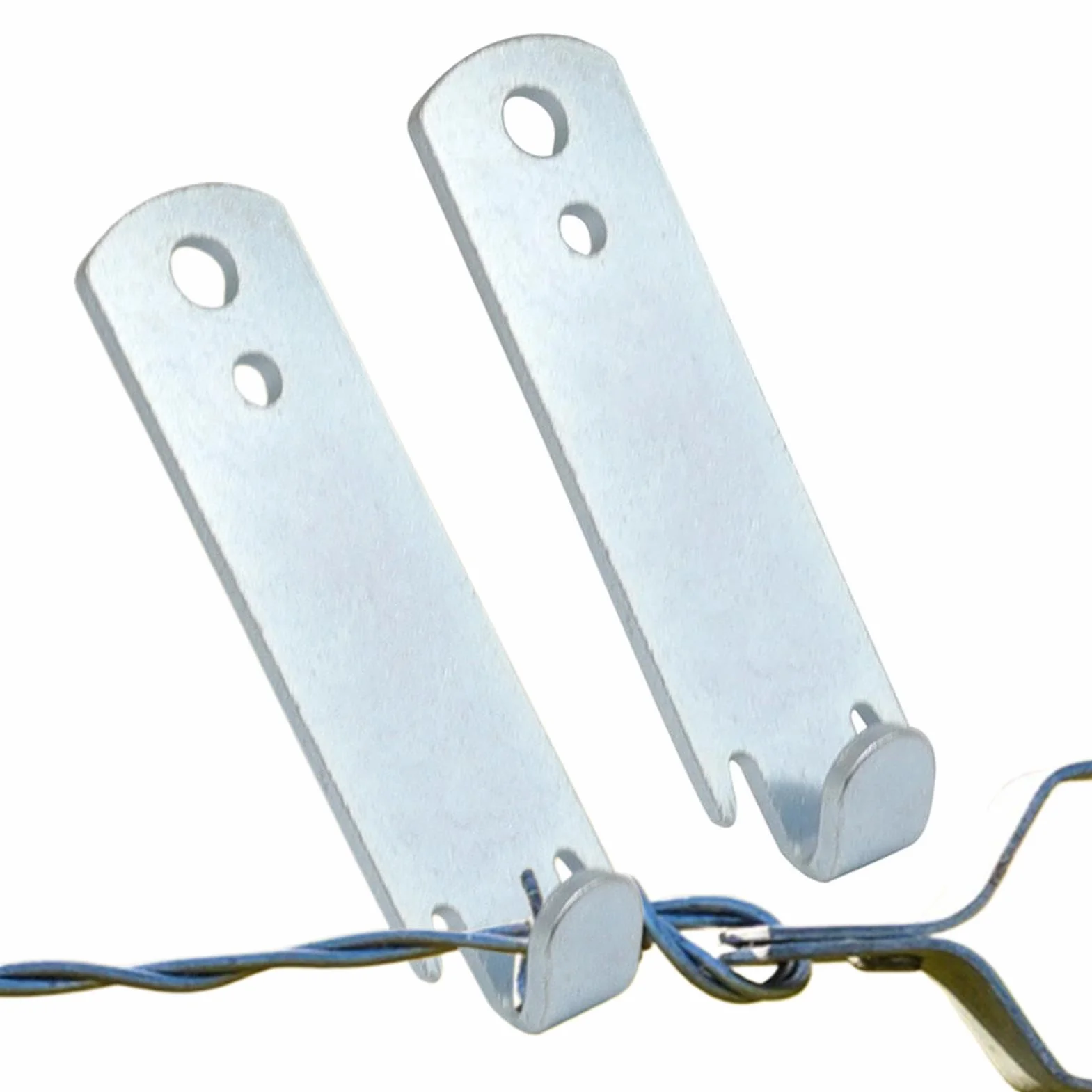 Grapas de alambre para valla, 2 clips de acero resistentes en T, herramienta tensora de alambre para vallas, herramienta ergonómica multifuncional para torcer alambre, herramienta de valla inoxidable