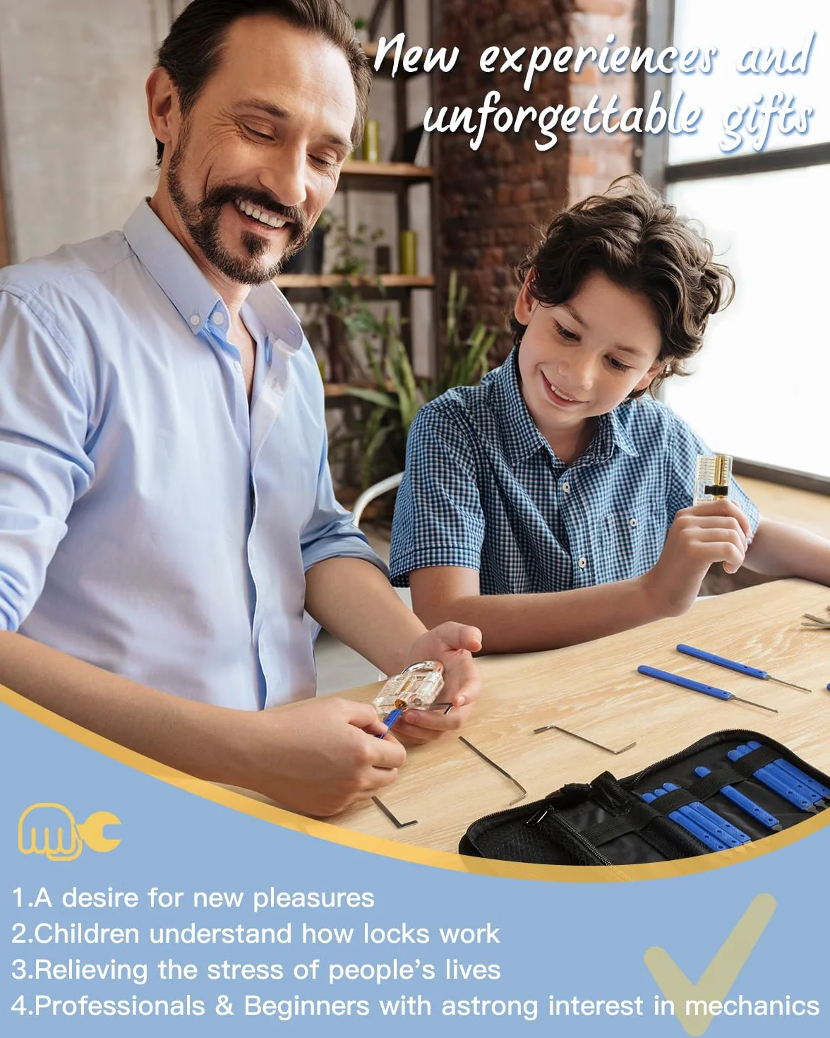 IPSXP Juego de Ganzúas 25 Piezas con 2 Cerraduras Transparente de Capacitación en Bolsa de Cuero Portátil, Lock Pick Set de Extracción para Principiantes y Cerrajeros Profesionales