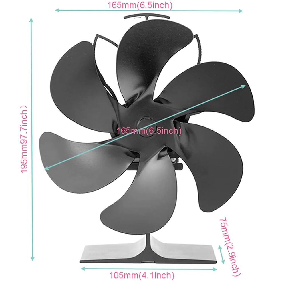Calentador Estufa con ventilador, chimenea, leña, circulación de aire caliente, 6 aspas, ideal regalo para hogar, familia, estufa, ventilador, funciona con calor, sin necesidad de batería ni