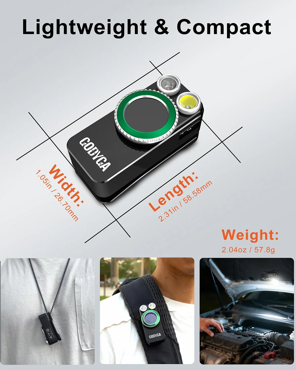 Godyga Linterna LED Recargable 2 en 1, Mini Linterna con Luz Blanca y Roja, Contador de Golf Manual, 500 Lúmenes, USB-C, Clip Magnético, para Golf, Camping, Senderismo y Emergencias