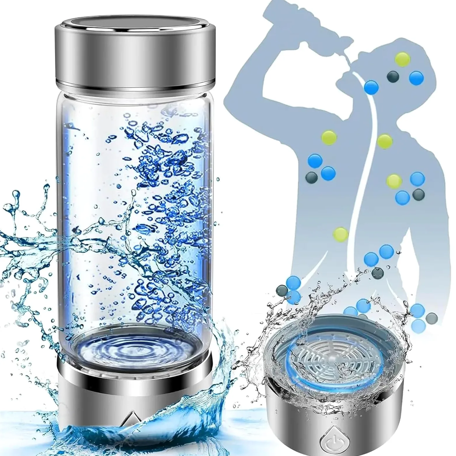Botella de Agua de Hidrógeno de 420ml, Generador Portátil de Botella de Agua de Hidrógeno Botella de Agua Rica en Hidrógeno Jarra Ionizadora de Agua para Beber Diariamente