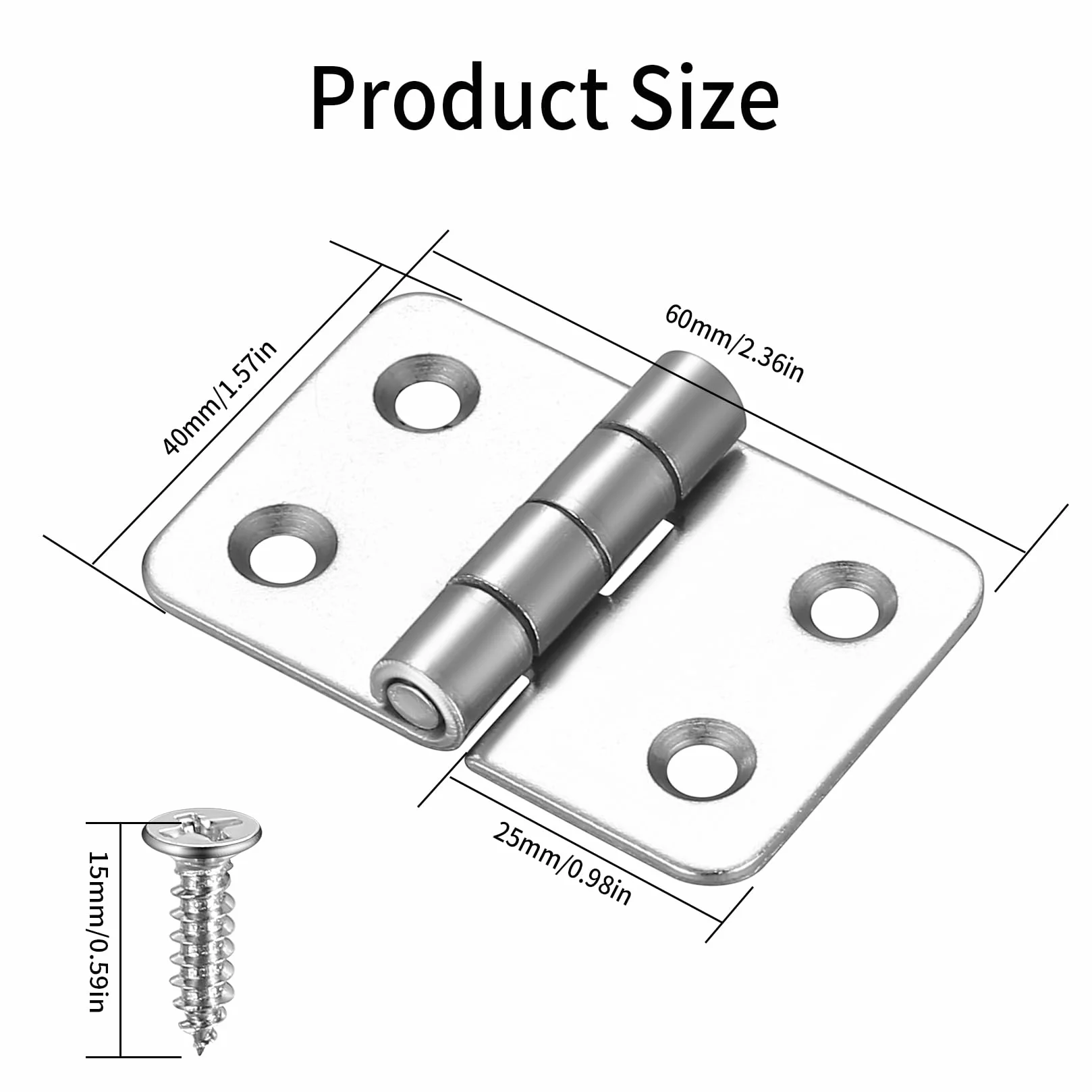 4 PCS Bisagras Plegables, Conector de Puertas, Bisagras de Acero Inoxidable, para Puertas, Ventanas, Armarios y Jardines