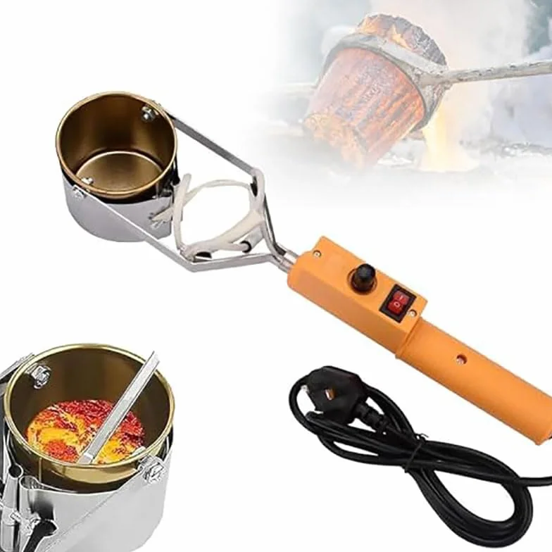 Crisol de Plomo de Mano, crisoles de 380 W para fundir Metal, crisol eléctrico para Plomo, Ajuste de 200-450 ℃, fusión en 10 Minutos, Capacidad de 1100 g, crisol de Plomo para moldes de Peso