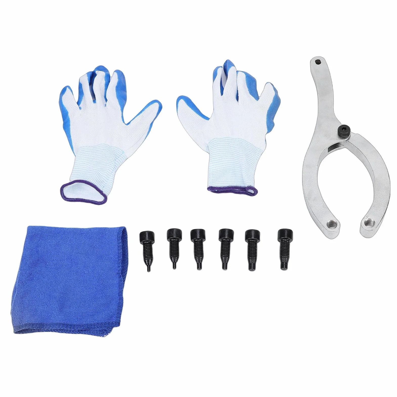 Ausla Juego de Llaves para Tuercas de Prensaestopas, Llave de Cilindro Hidráulico Ajustable de 11 Pulgadas, Acero No 45 con 6 Pines para Extracción de Sello de Aceite, Reparación de Cargadores