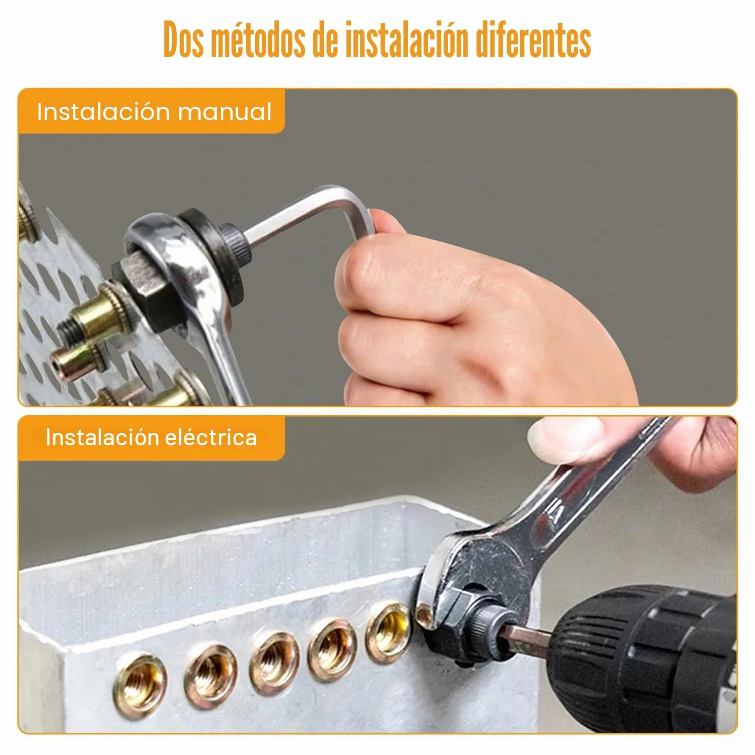 Remachadora de Tuercas Remachables Remaches Roscados Tuerca Remachable Remache Tuerca 11Stk M8 Juego de Cabezales Para Remachar a Mano Remachadora Manual de Cabezales kit Contiene 10 Tuercas
