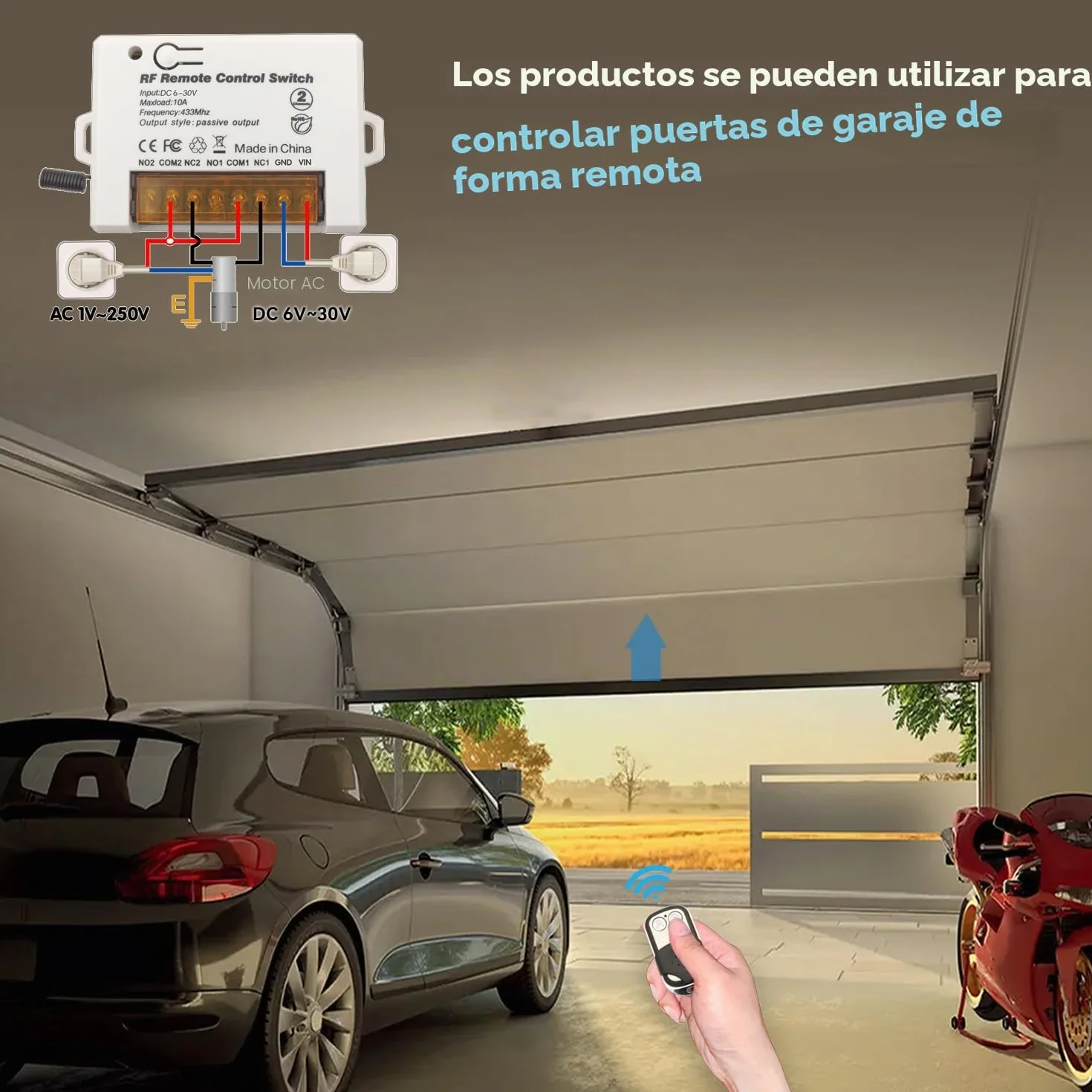 DieseRC Interruptor de mando a distancia de Relé Inalámbrico de 2 Canales 433MHz RF DC 5V 12V 24V 30V 10A Receptor de relé con 2 Control Remoto Transmisores, Terminal Grande Cableado Fácil