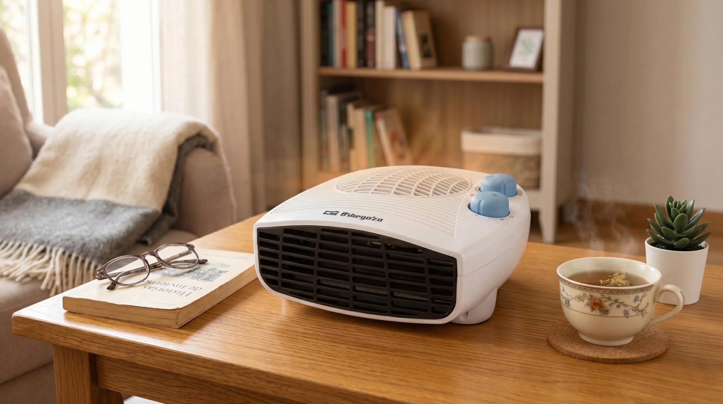 Orbegozo FH 5127, Calefactor bajo consumo, 2000 W, control ajustable de la temperatura mediante termostato, protección contra sobrecalentamiento, luz indicadora encendido, color blanco