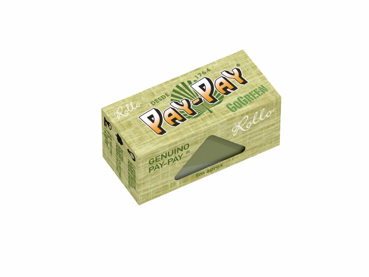 Papel Pay-Pay GoGreen Rollo 5m 78mm (24Und) Ultrafino de Combustion lenta, Goma arabiga Ecologica Sin Refinar (Sin Aditivos)
