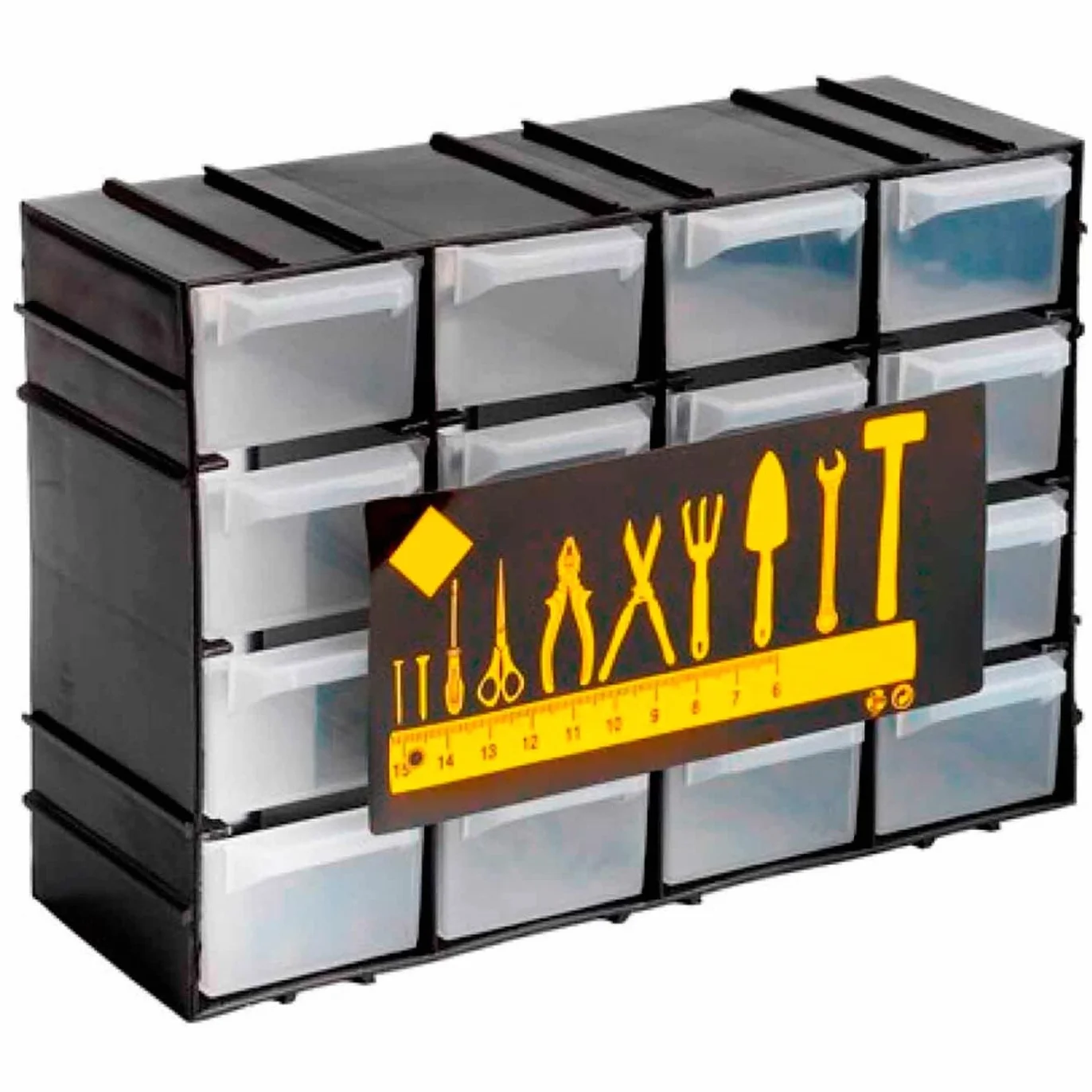 Tradineur Clasificador apilable de plástico 16 cajones 15 x 21,5 x 7,8 cm