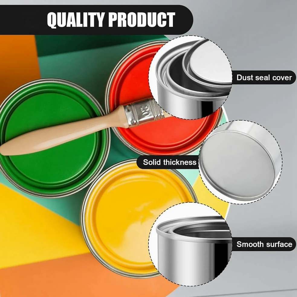 Paquete de 16 latas de pintura de metal vacías sin forro de 0.84 pintas con tapas, latas de pintura pequeñas, cubos de pintura multiusos