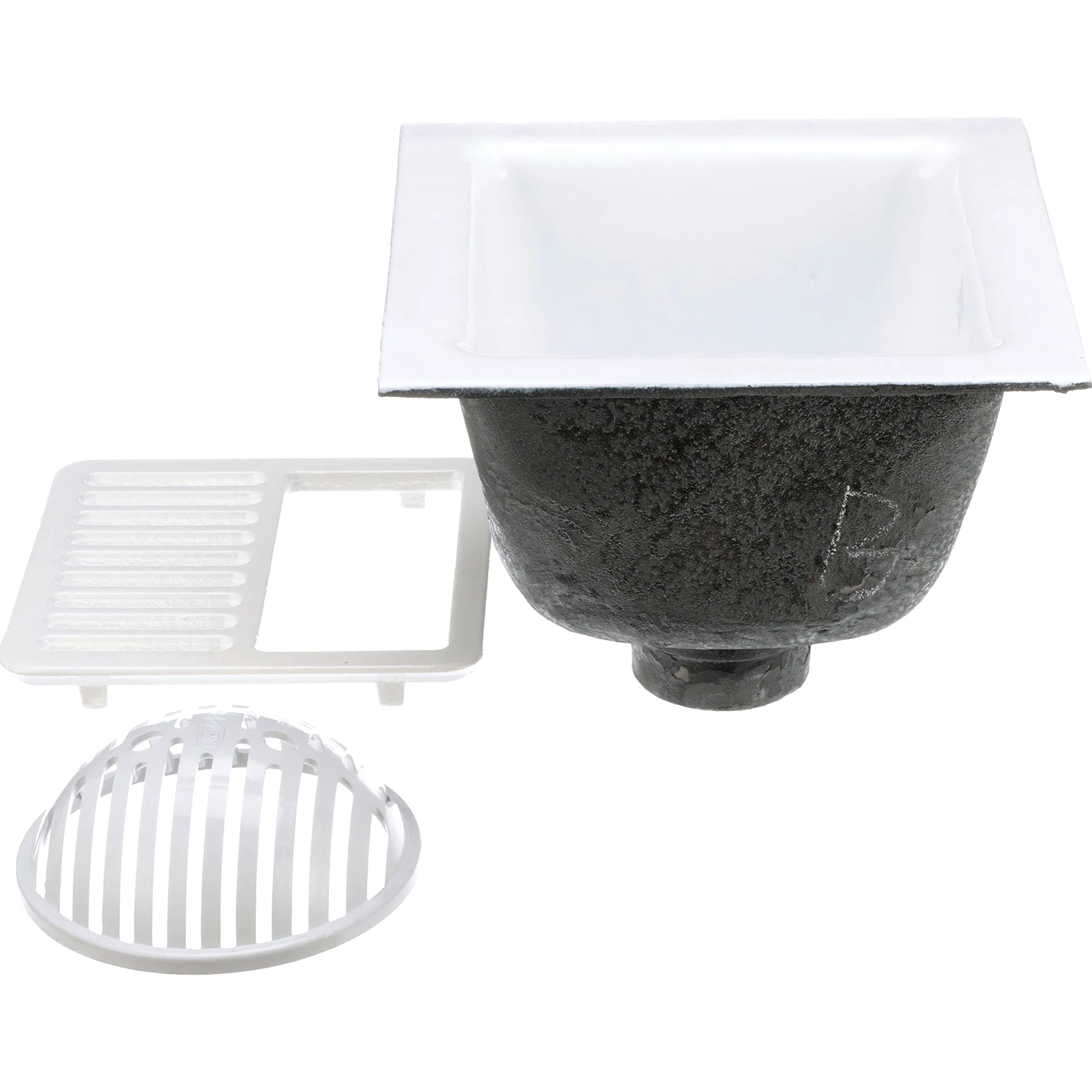 FD2375-NH3-H - Fregadero de Piso Recubierto de Esmalte Resistente al ácido de 30,5 x 30,5 cm con conexión sin Cubo y Profundidad de sumidero de 15,2 cm