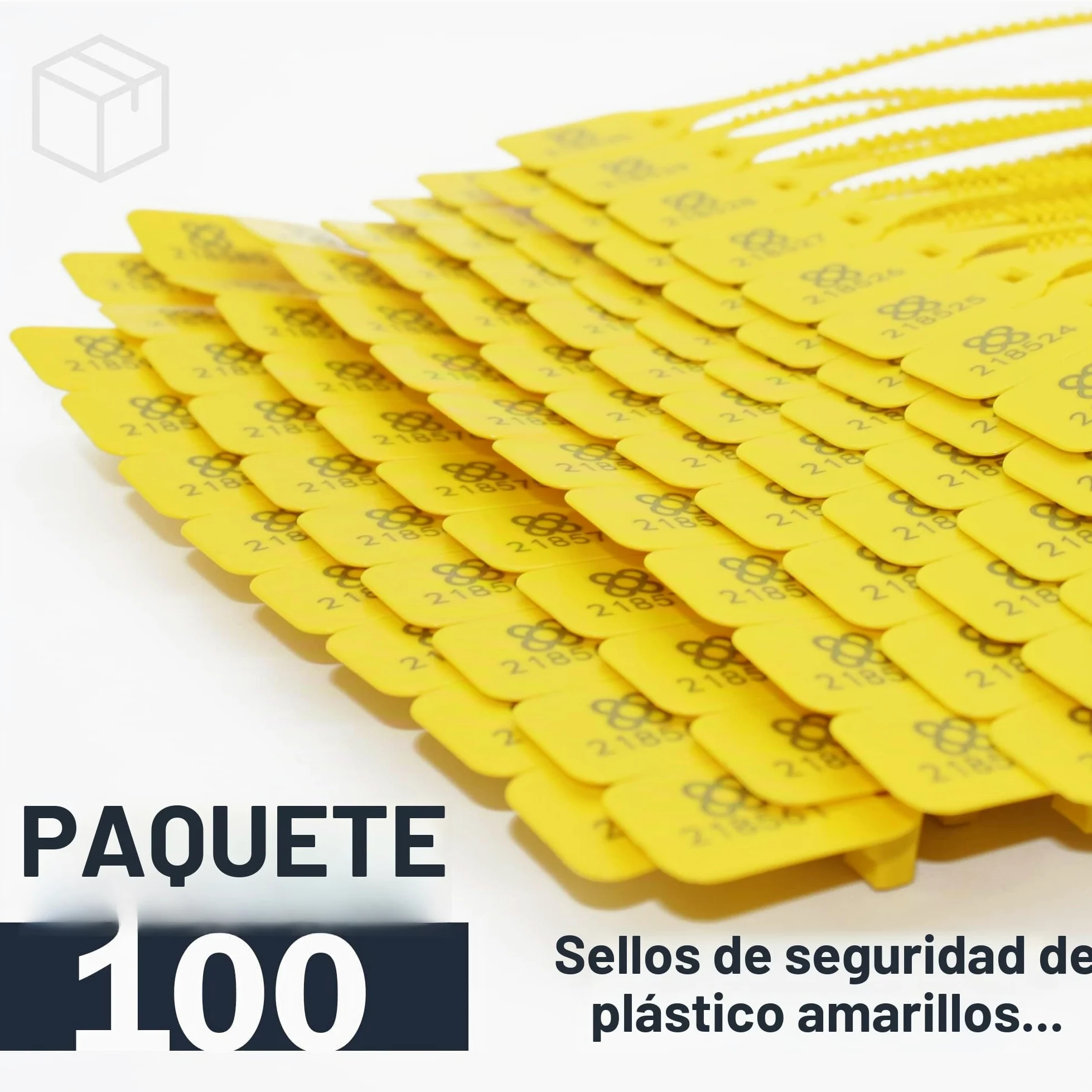 DOJA BARCELONA | Precintos de Seguridad de Plastico Amarillos | 100 unidades | 36cm de Largo | Bridas numeradas para maleta, cajas, contenedores, puertas, bolsas, camion, logistica entre otros usos.
