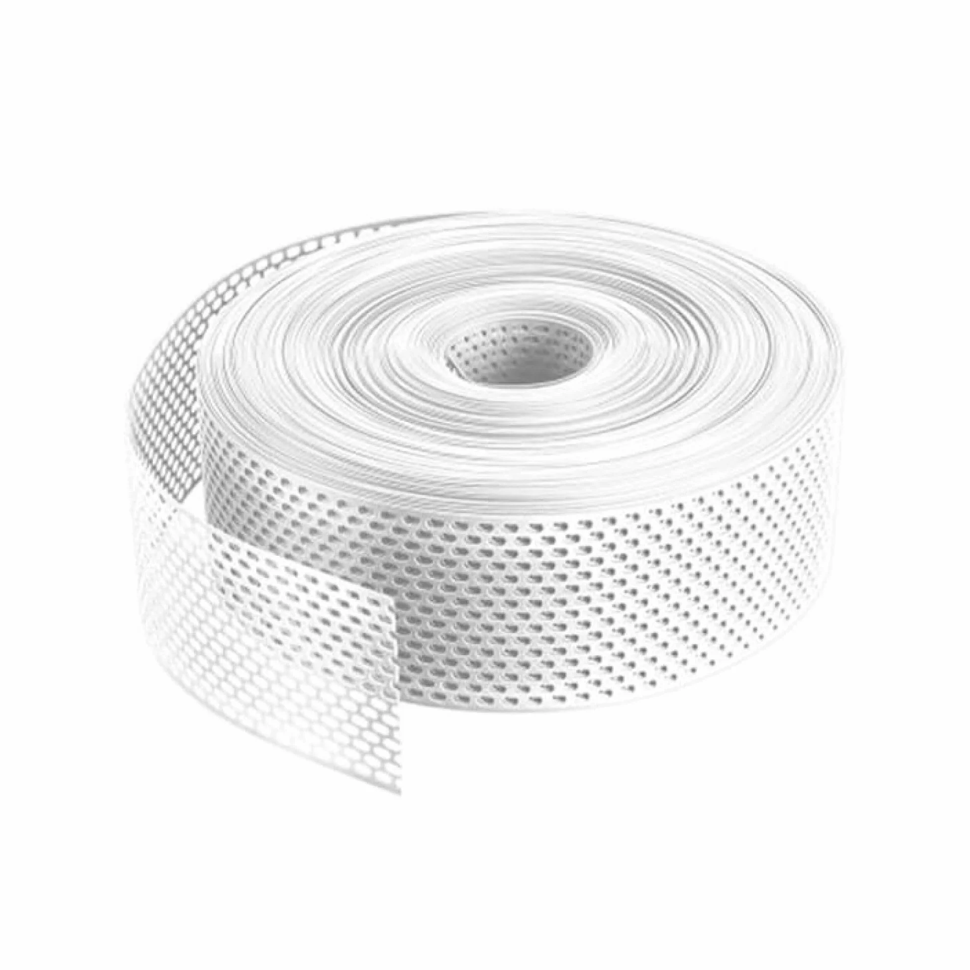 Fassadenprofile 2x rejilla ventilacion exterior de alero PVC 60m x 50mm Blanco, banda con perforacion oval y malla antipajaros para tejado y fachada