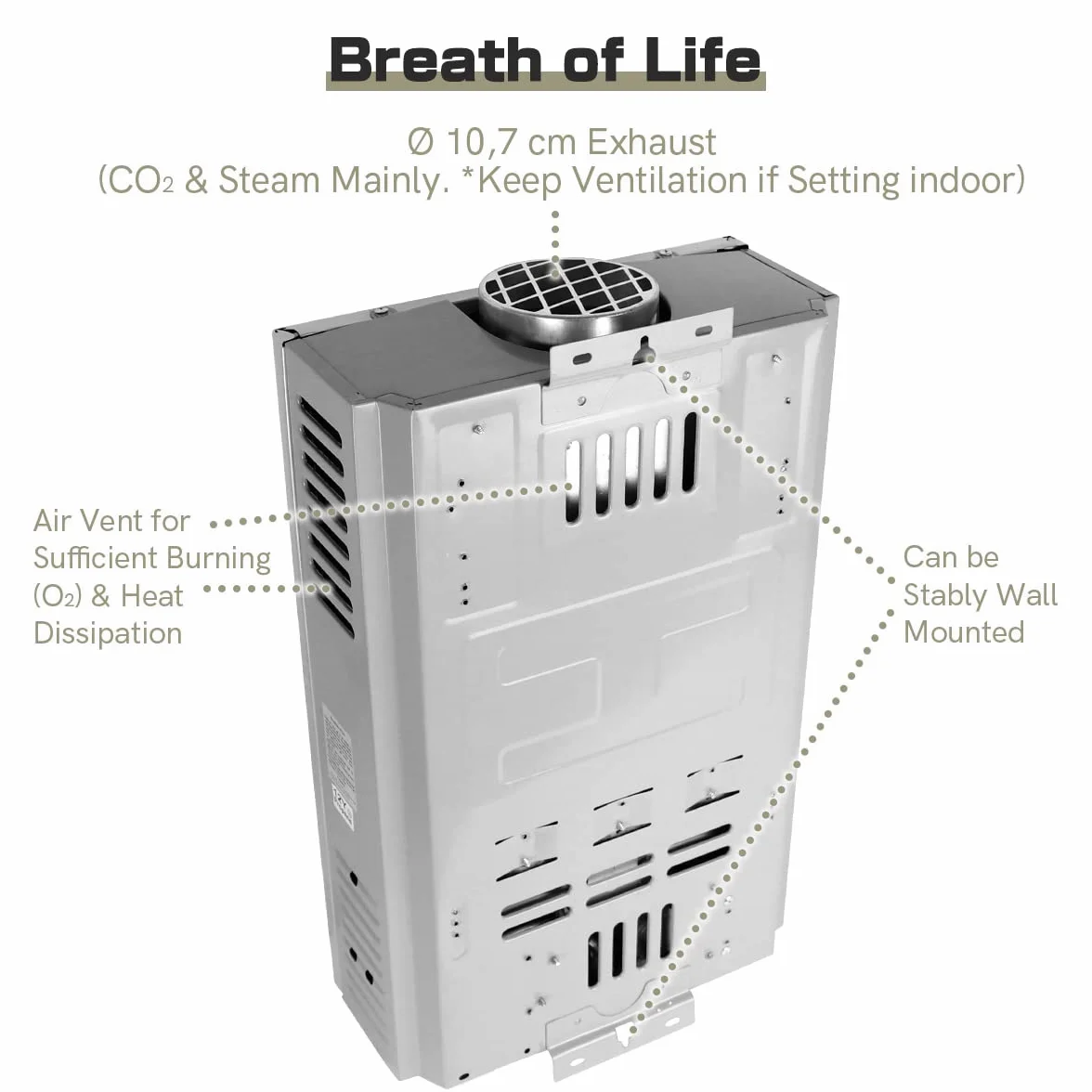 BreeRainz Calentador de Agua a Gas 12LPM 24KW GLP Presión de Agua 0,2 bar Butano Propano