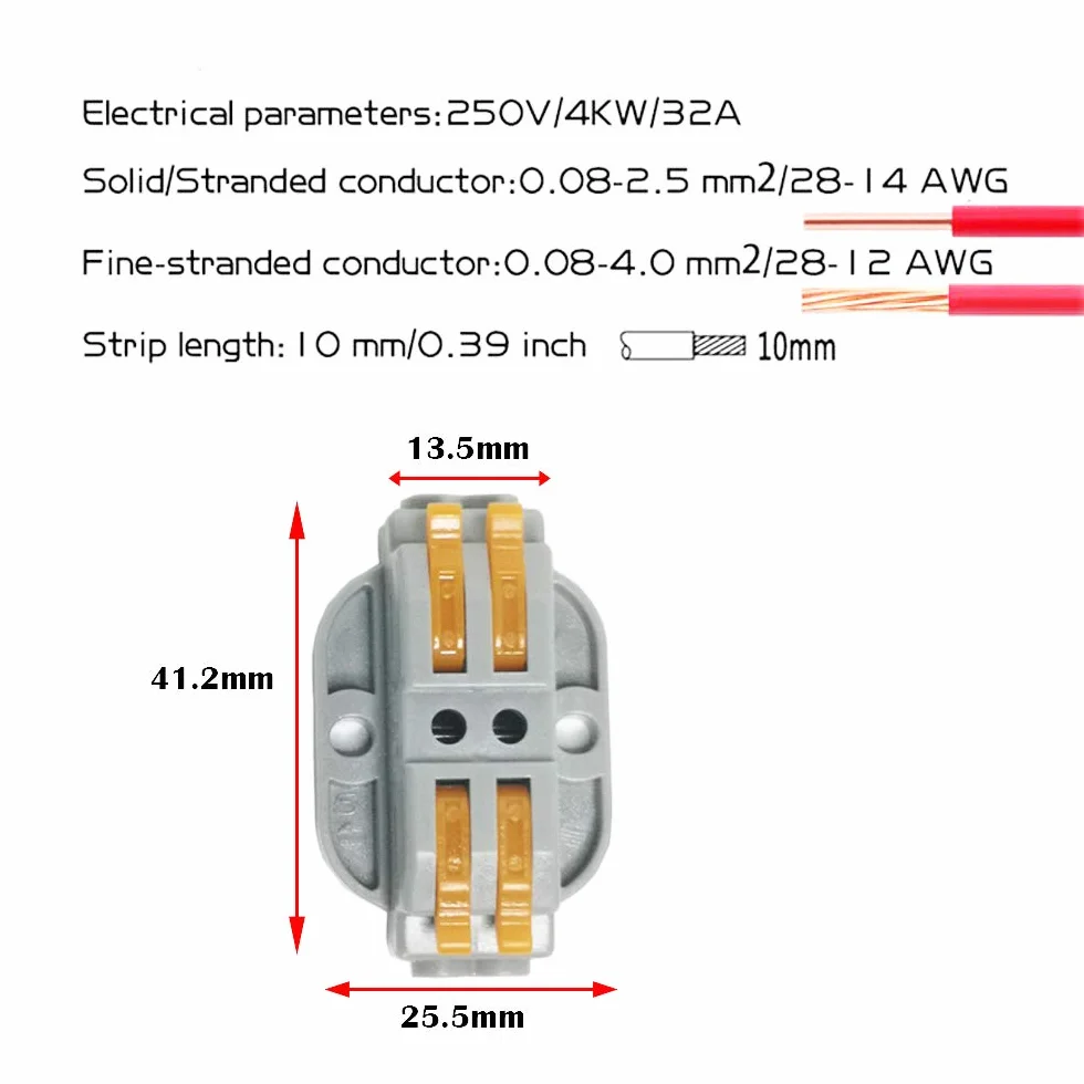 CTRICALVER 10 pcs SPL-2 Conectores eléctricos rapidos,Terminales Eléctricos, Abrazaderas con palanca conexión eléctrica bloque, Conectores de cables con tornillos de fijación
