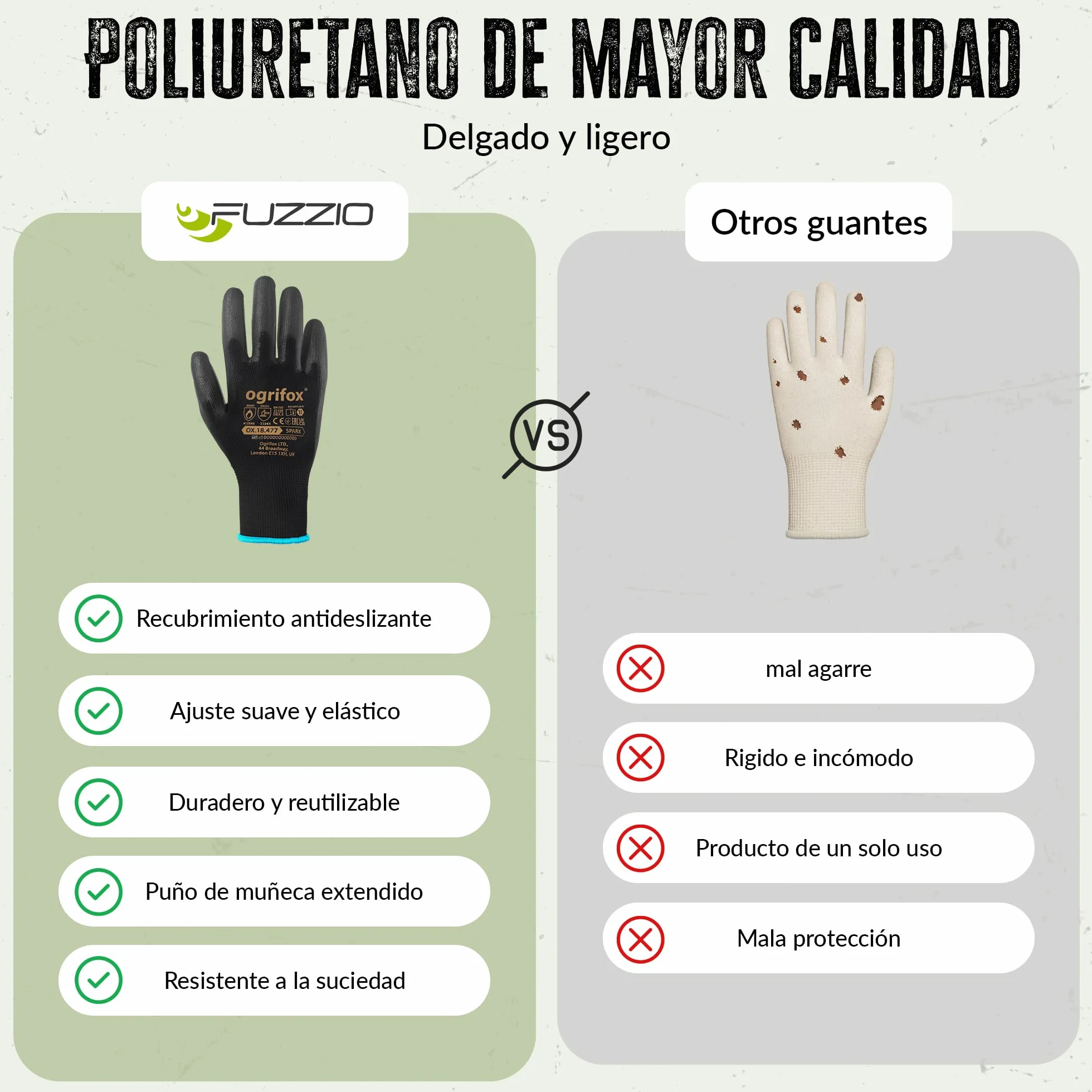 FUZZIO® 24 Pares Guantes de Trabajo Recubiertos con Porta Clip