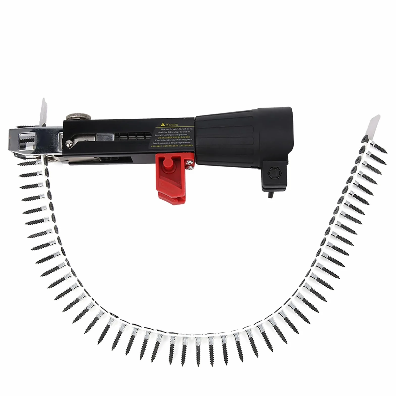 Pistola de clavos de cadena automática Aleación de aluminio Negro Equipo de apriete automático de alimentación de clavos Accesorios de taladro eléctrico para bricolaje
