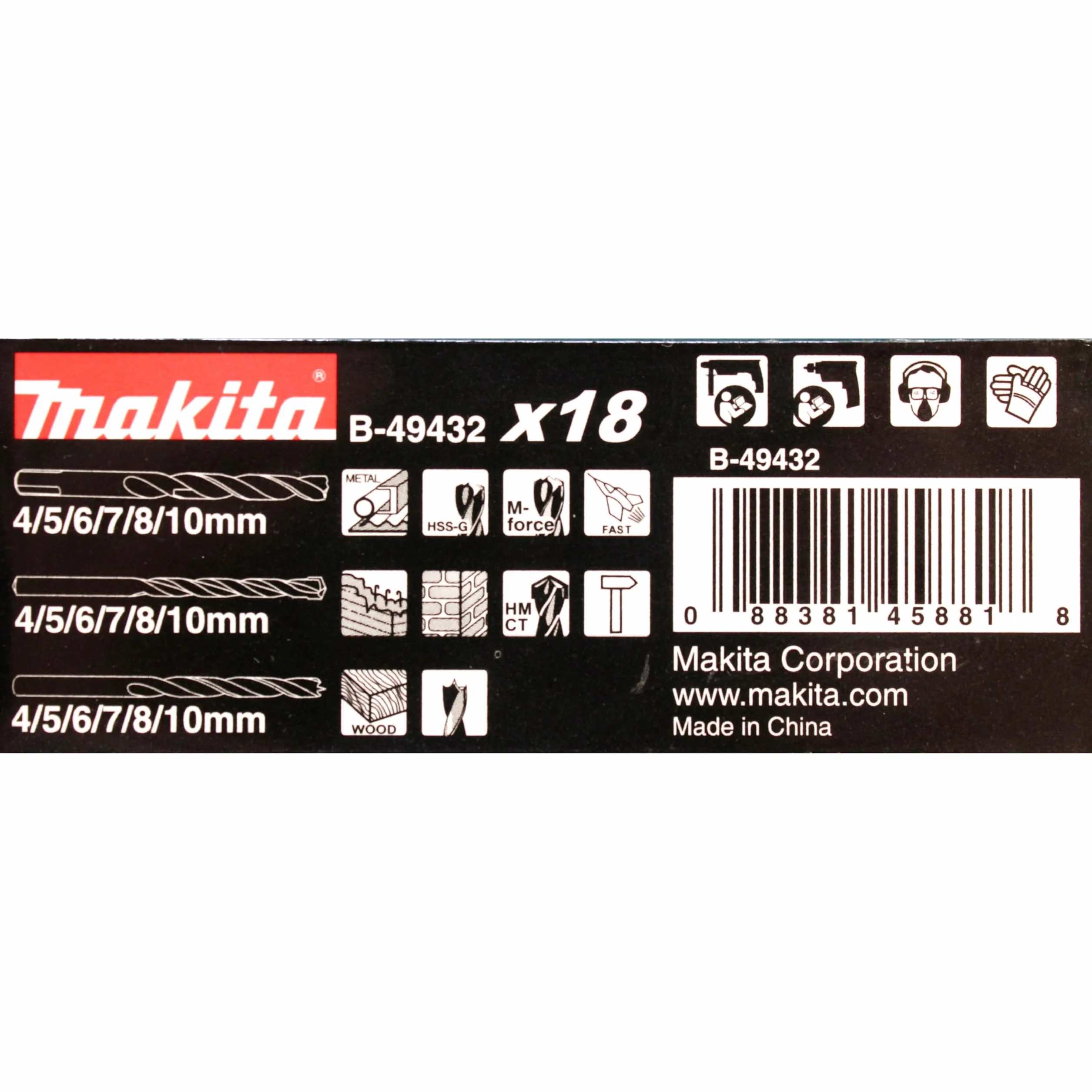 Makita b-49432 Combinación Set 18 Piezas Multicolor