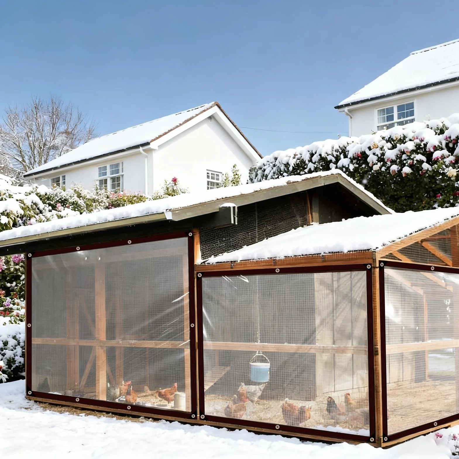 Lona Impermeable Transparente con Ojales, para Muebles de jardín, para Exteriores, Impermeable, Aislamiento de Plantas, Resistente al Polvo, con Cuerda de 2 x 2 m