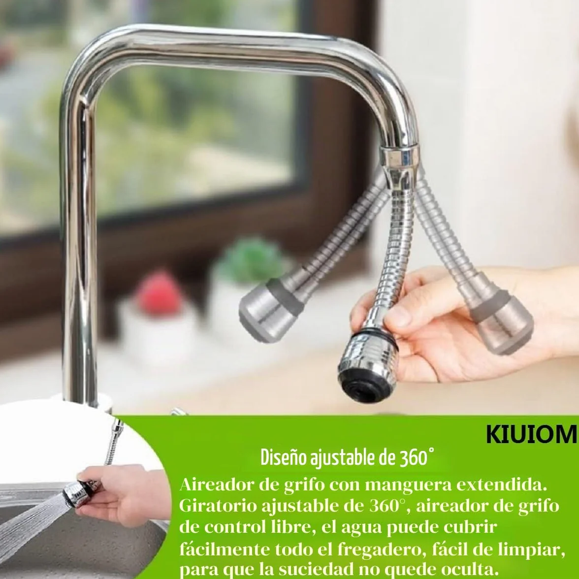 Aireador Grifo Cocina 360º Pulverizador Universal 2PC Extensor Difusor Atomizador