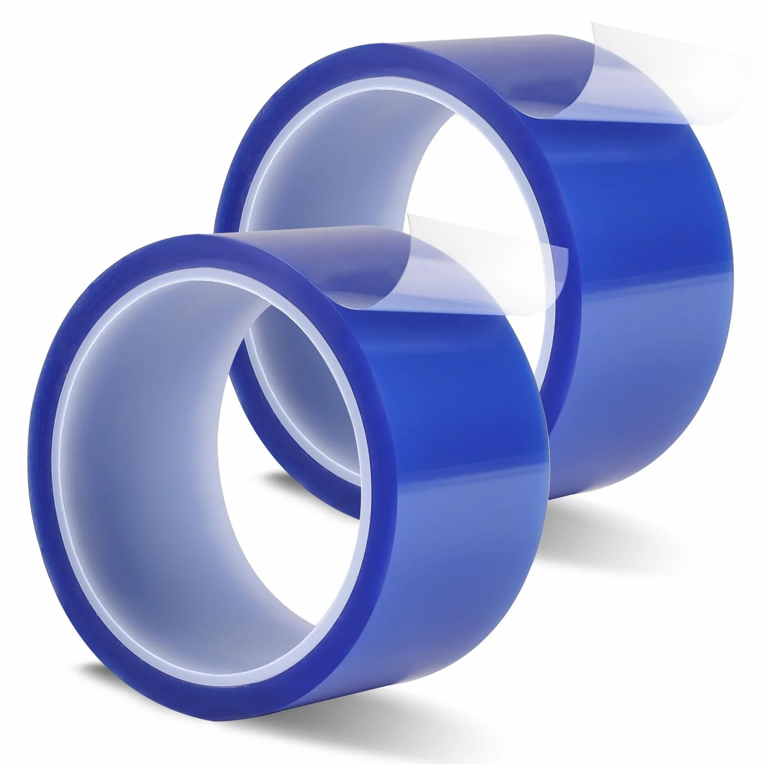 EXLECO 2 Rollos Cinta Termica Sublimacion Azul 50mm x 33m, Cinta Adhesiva de Alta Temperatura Cinta Kapton Cinta in PET Resistente al Calor sin Residuos para Impresión Electrónica, Enmascarar, Soldar