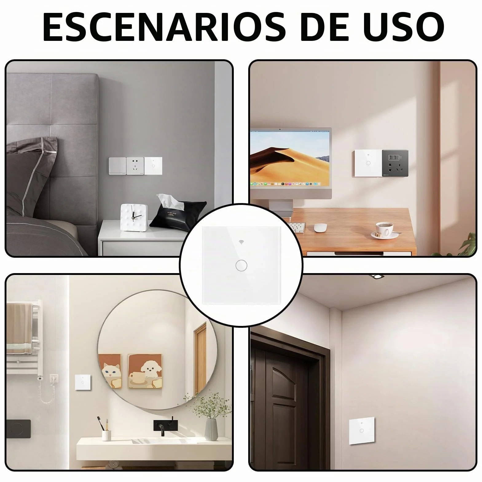 Interruptor Inteligente WIFI 1 Gang Táctil Vidrio Pared Compatible con Alexa Tuya Smart Life