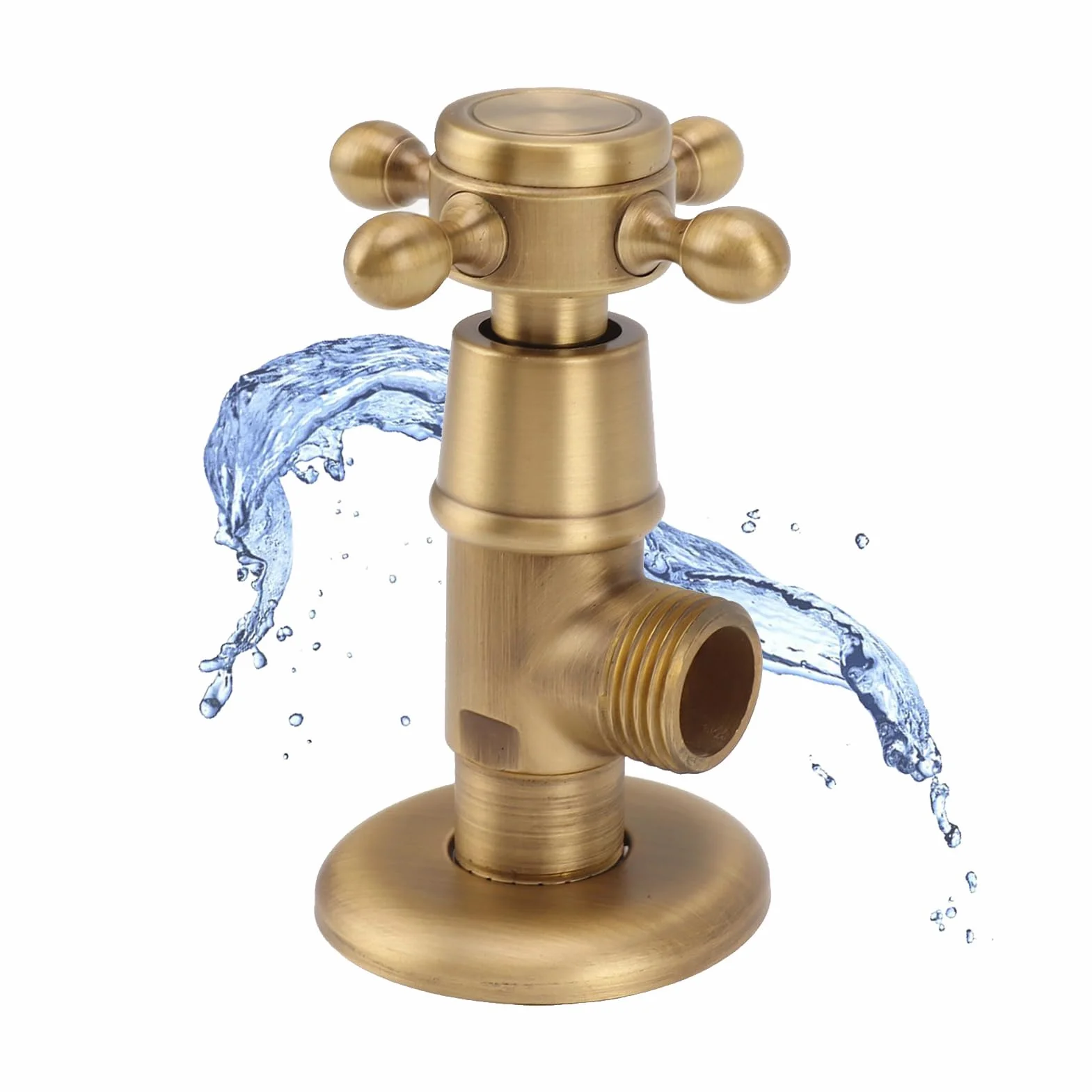 Válvula de cierre de ángulo de latón macizo, válvula triangular retro engrosada, fría y caliente, válvula de cierre de agua a prueba de explosiones para lavabo de lavandería de (Antique)
