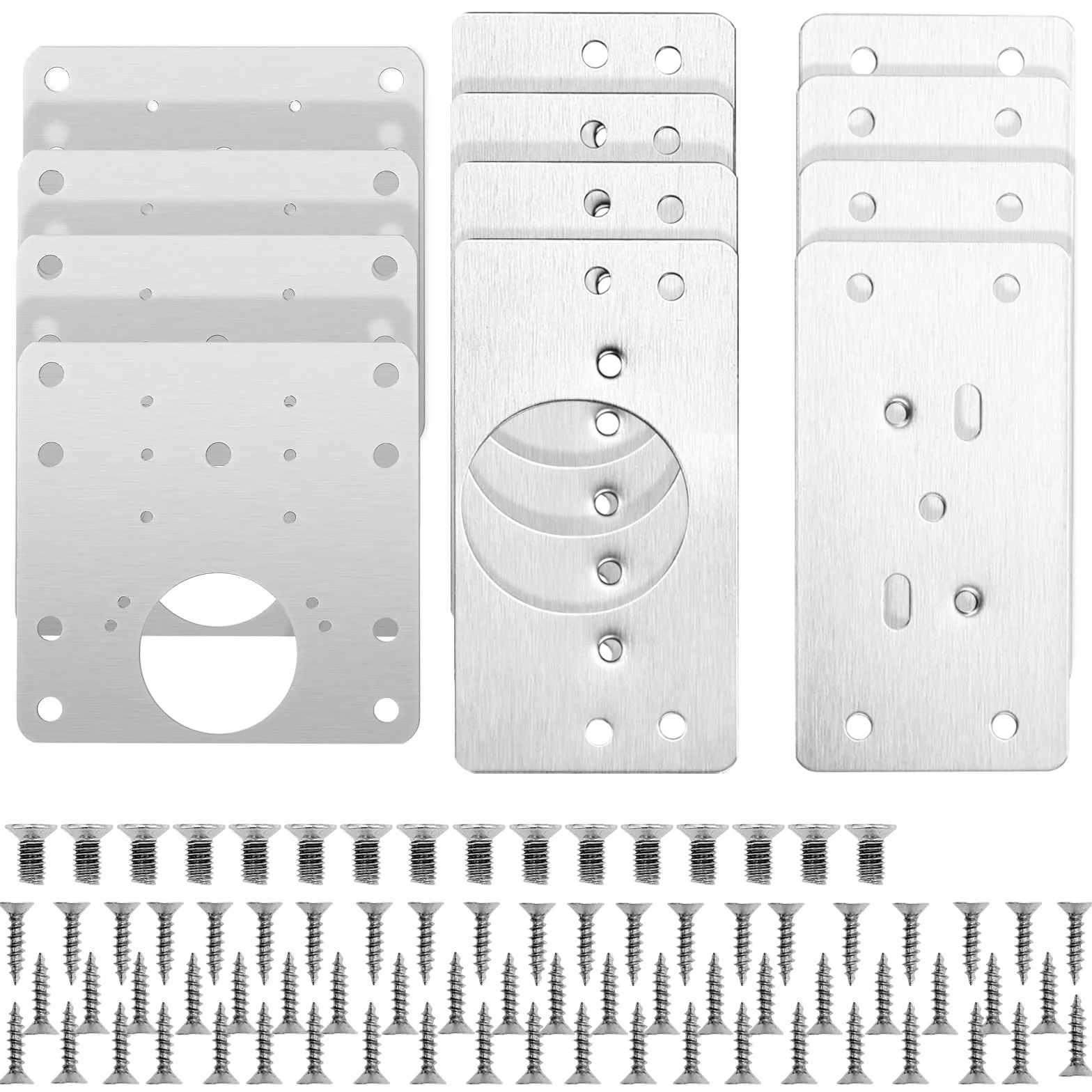 Placa Reparación Bisagras Cocina Inoxidable, 12 Piezas con Tornillos Fijación para Muebles Madera