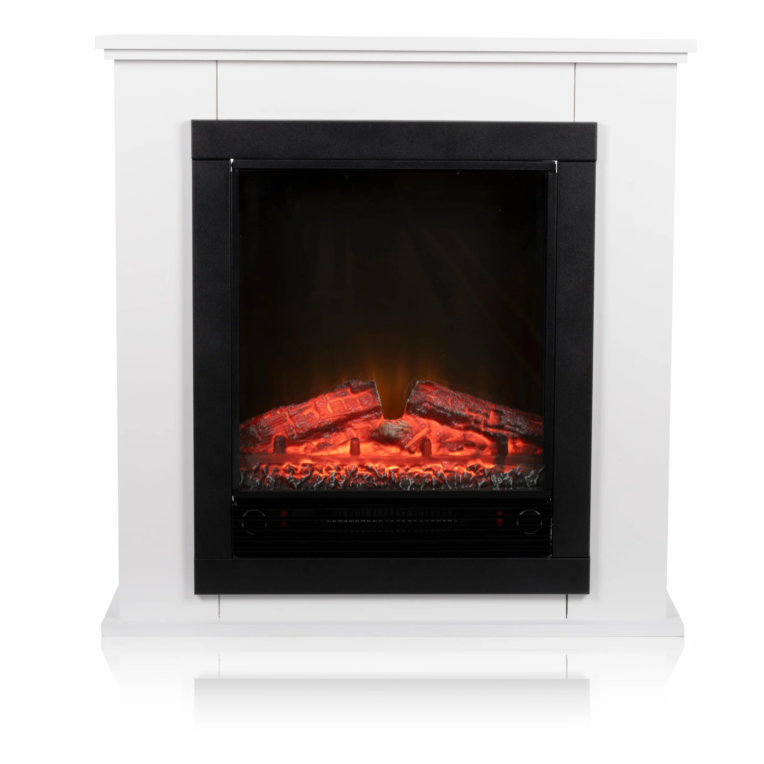 Alpina Geneva Chimenea Eléctrica - Chimenea Decorativa con Calefacción, Panel de Control y Temporizador - Estufa Eléctrica Independiente con Llama LED - 1800W - Blanco