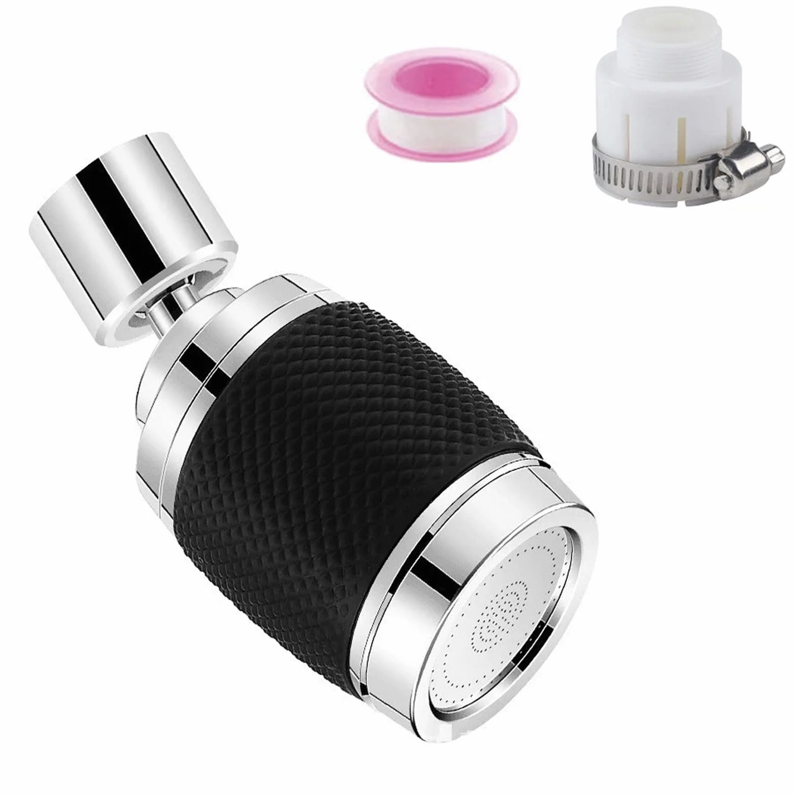SNZ Aireador Grifo de Cocina - Alargador y Difusor para Fregadero, Extensor y Extensión de Grifo - Aireadores para Grifos con adaptador universal y cinta de sellado para baño y cocina (negro)