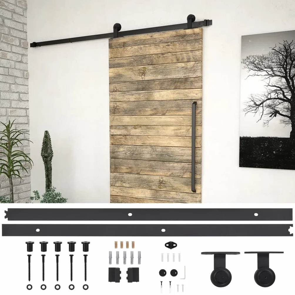 vidaXL Kit de herrajes para puertas correderas acero negro 200 cm