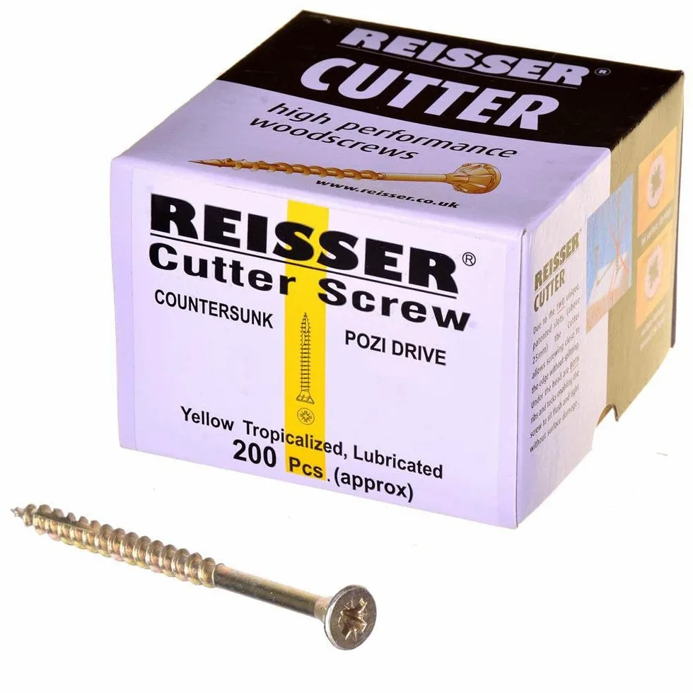Reisser 8221S220501004 - Caja de tornillos de rosca color amarillo con cabeza gota de sebo para madera, 200 unidades, 5 x 100 mm