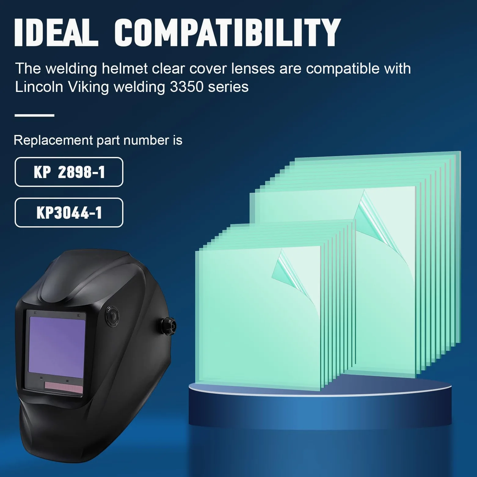 20 lentes de cubierta de casco de soldadura serie 3350 para Lincoln Electric Viking | Lente transparente de repuesto para capó interior y exterior del casco, 3.7 x 3.5 x 0.4 pulgadas, 4.5 x 5.34 x 0.4 pulgadas