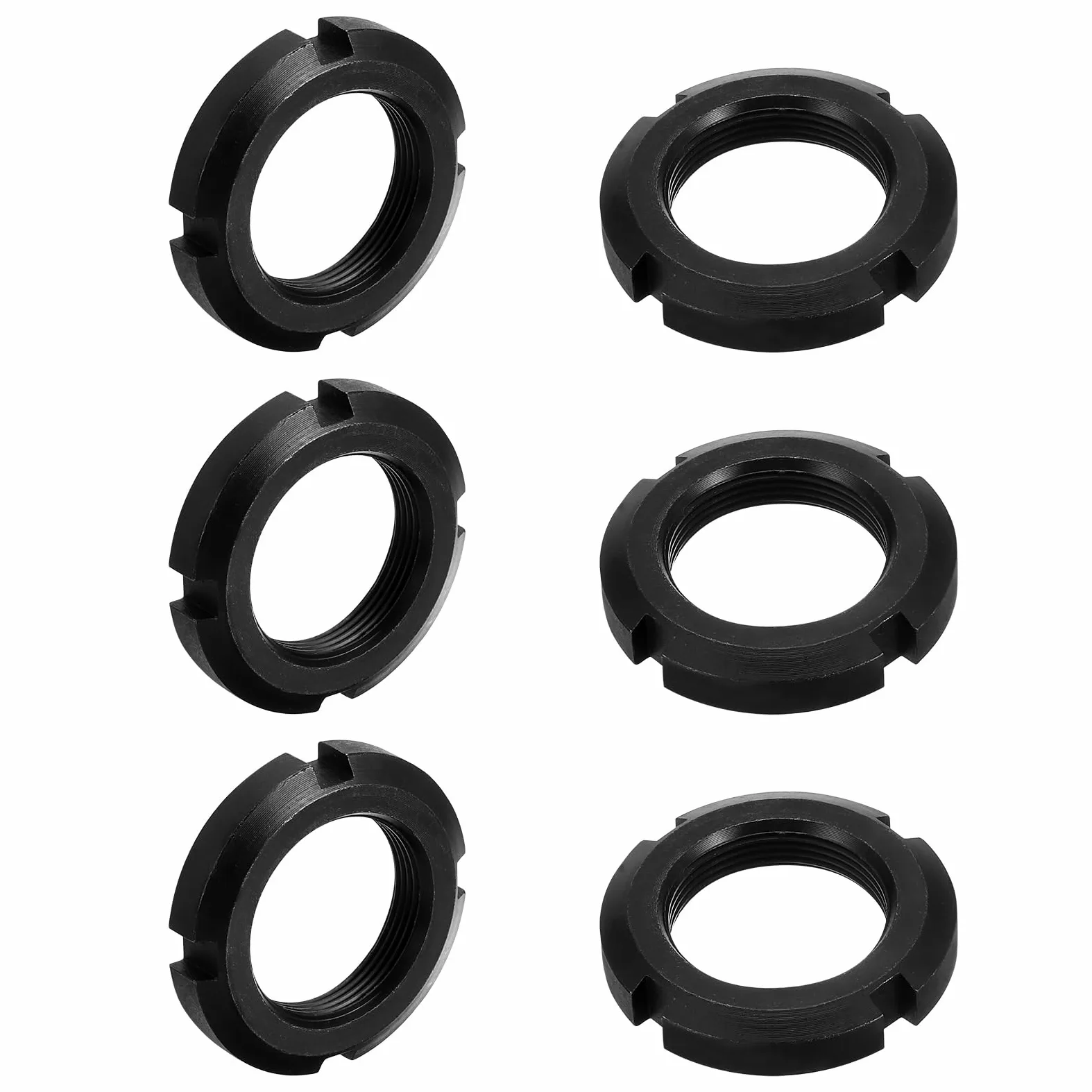 QUARKZMAN M33x1,5mm - 6uds Retención Cuatro-Ranuras Ranurada Redondo Tuerca - Carbono Acero Redondo Bloqueo Tuerca para Varios Rodamientos, Industrial Campo, Negro