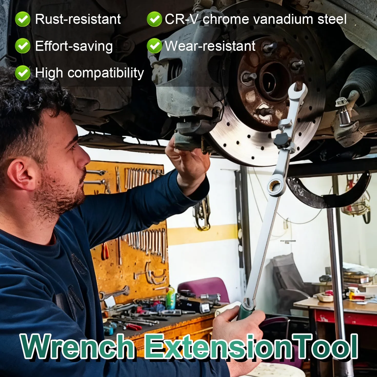 40cm Barra extensora para Llaves de Carraca Llave de Extensión Compensada Wrench Extender profesional para llaves Wrench Extension compatible con Llave Carraca para el mantenimiento automotriz