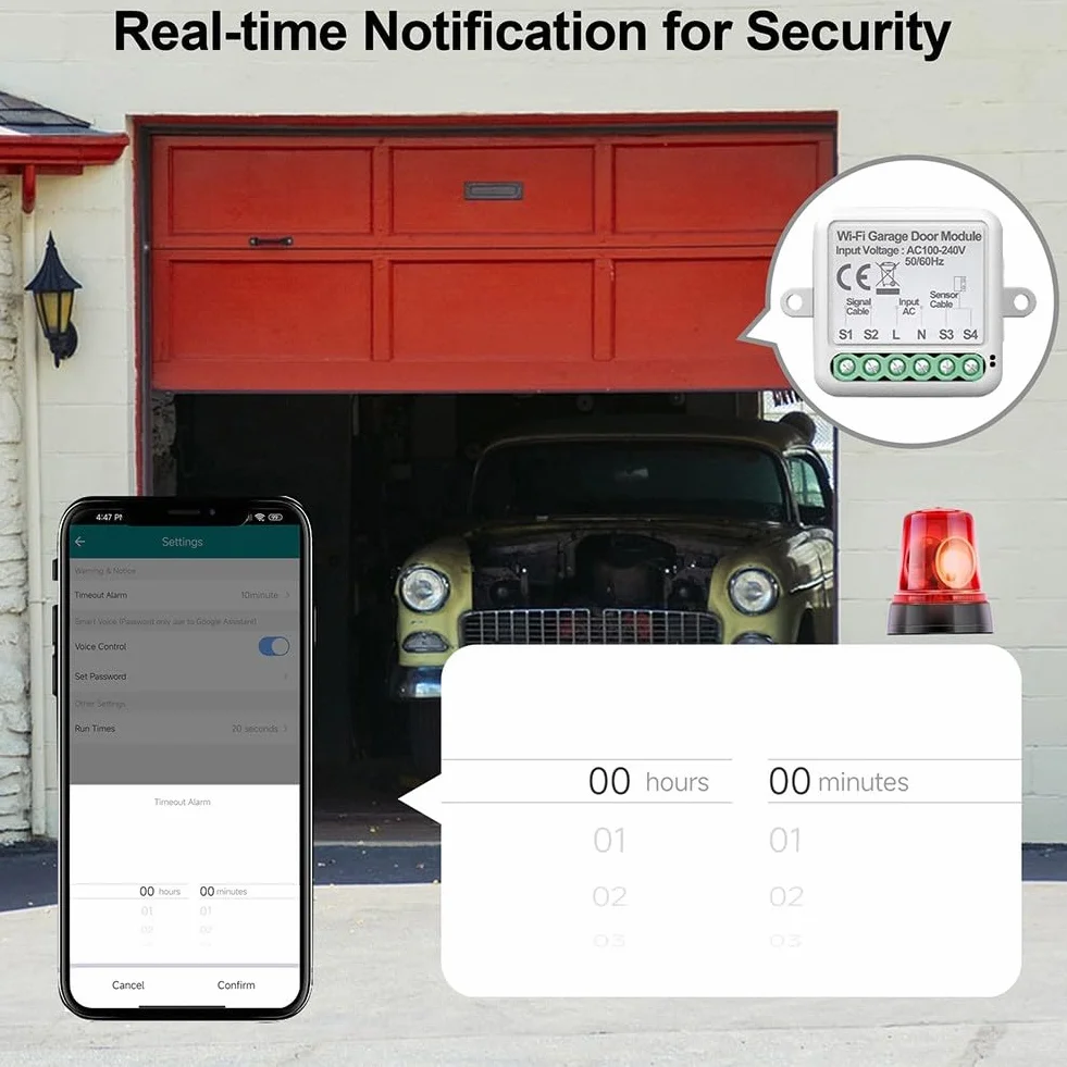 Módulo de puerta de garaje WiFi, para aplicación Tuya, controlador inteligente de puerta de garaje, abridor de sensores de puerta de garaje en tiempo real, control remoto y voz