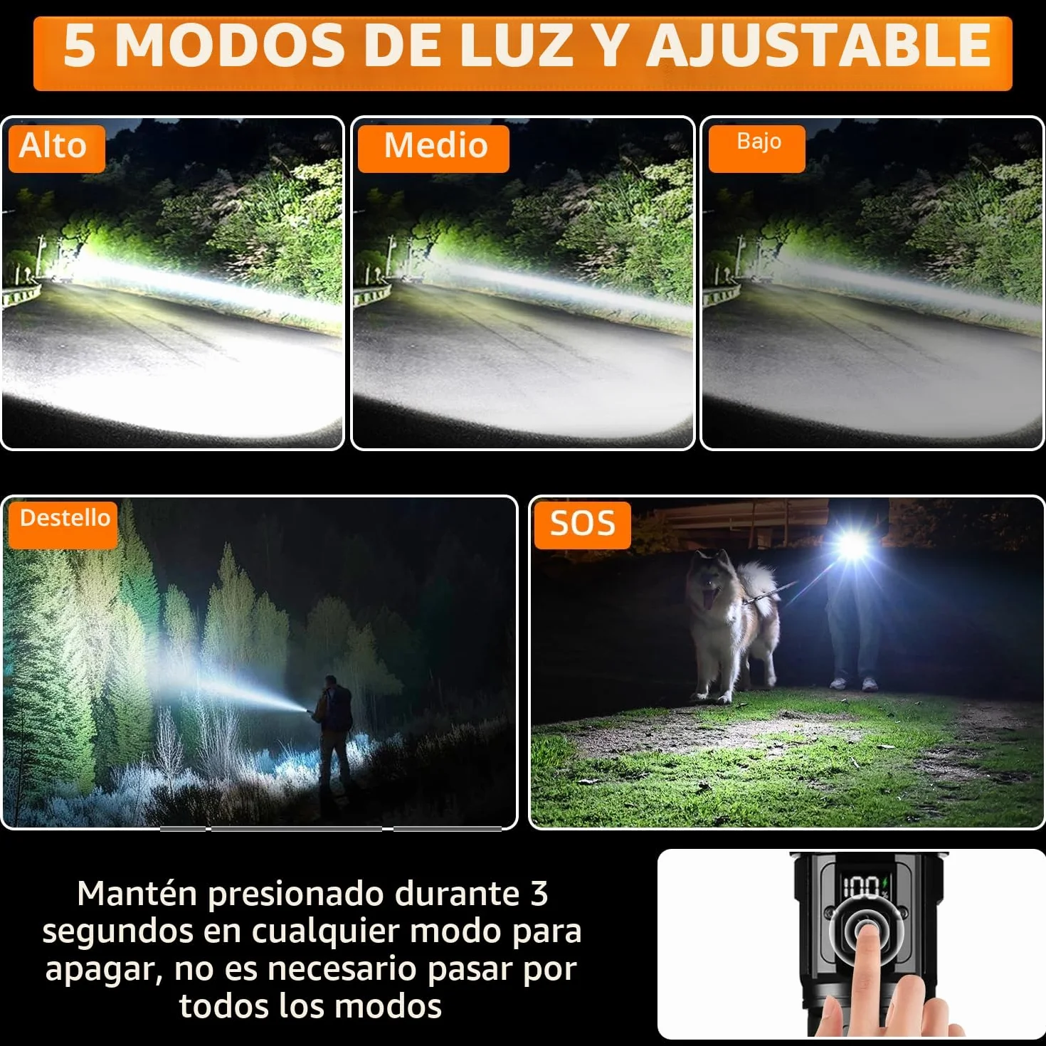 Linternas LED Alta Potencia,1200000 Lúmenes Linterna LED Recargable, Linterna Super Potente Largo Alcance, Linternas Tactica Impermeable, Profesionales Flashlight para Emergencias Camping Regalo