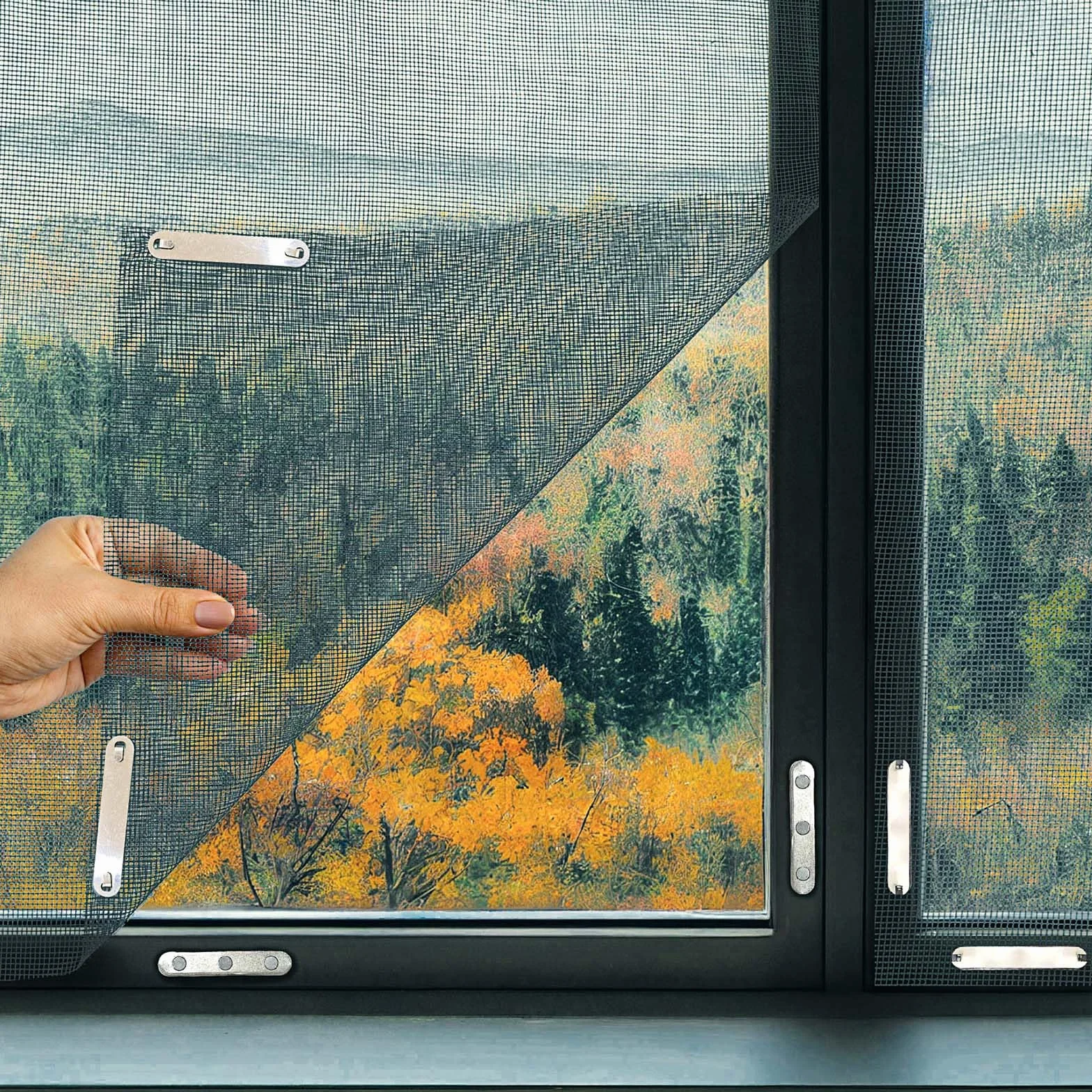 Wukong Mosquitera Magnética para Ventanas – 24 Imanes Fuertes, Autoadhesivos y Reutilizables, Sin Taladrar, Protección contra Insectos para Interior y Exterior