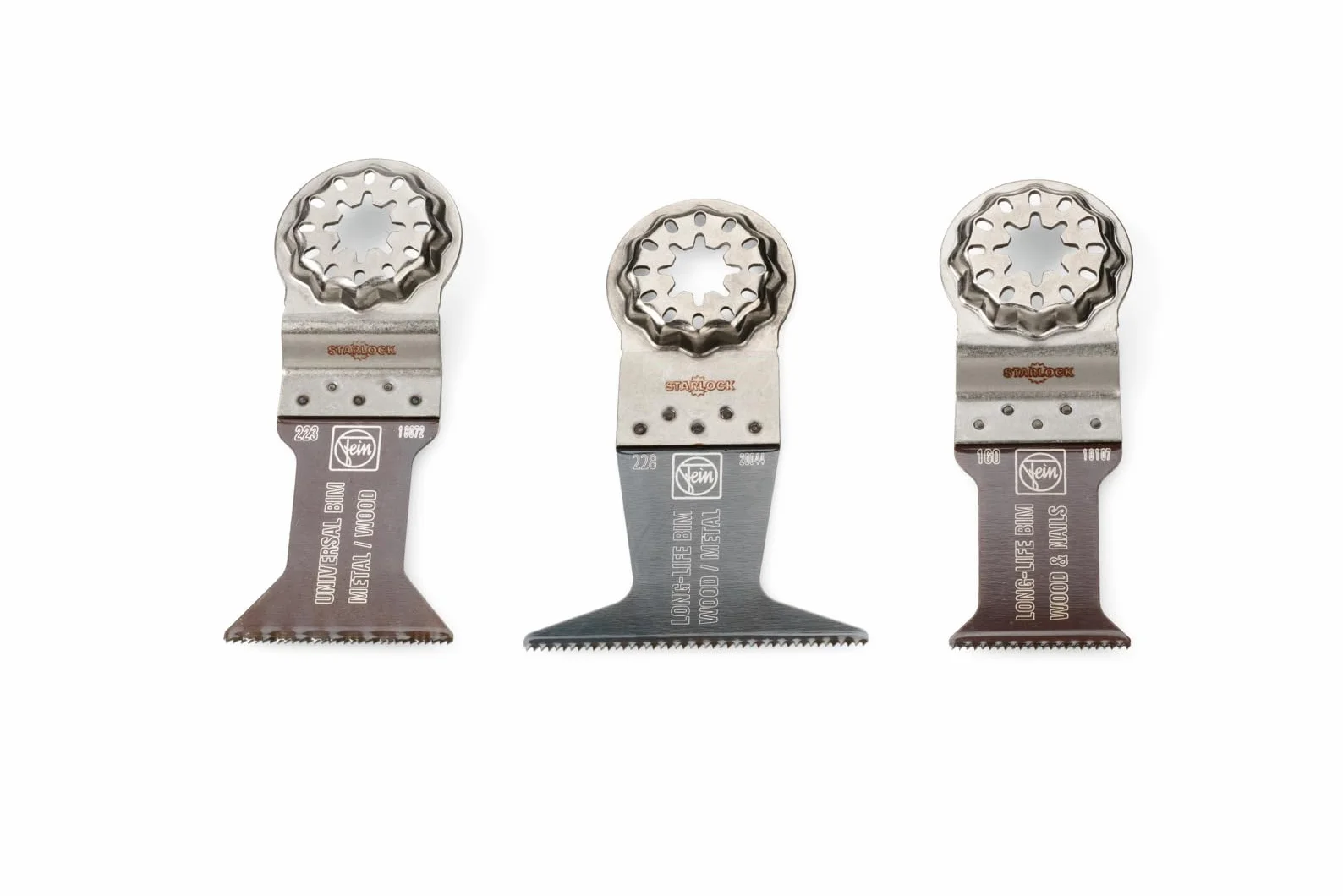 FEIN E-Cut Combo Starlock Wood & Metal, Alojamiento SL,Set con 3 hojas de sierra de recambio E-Cut para trabajos de aserrado en madera y metal.