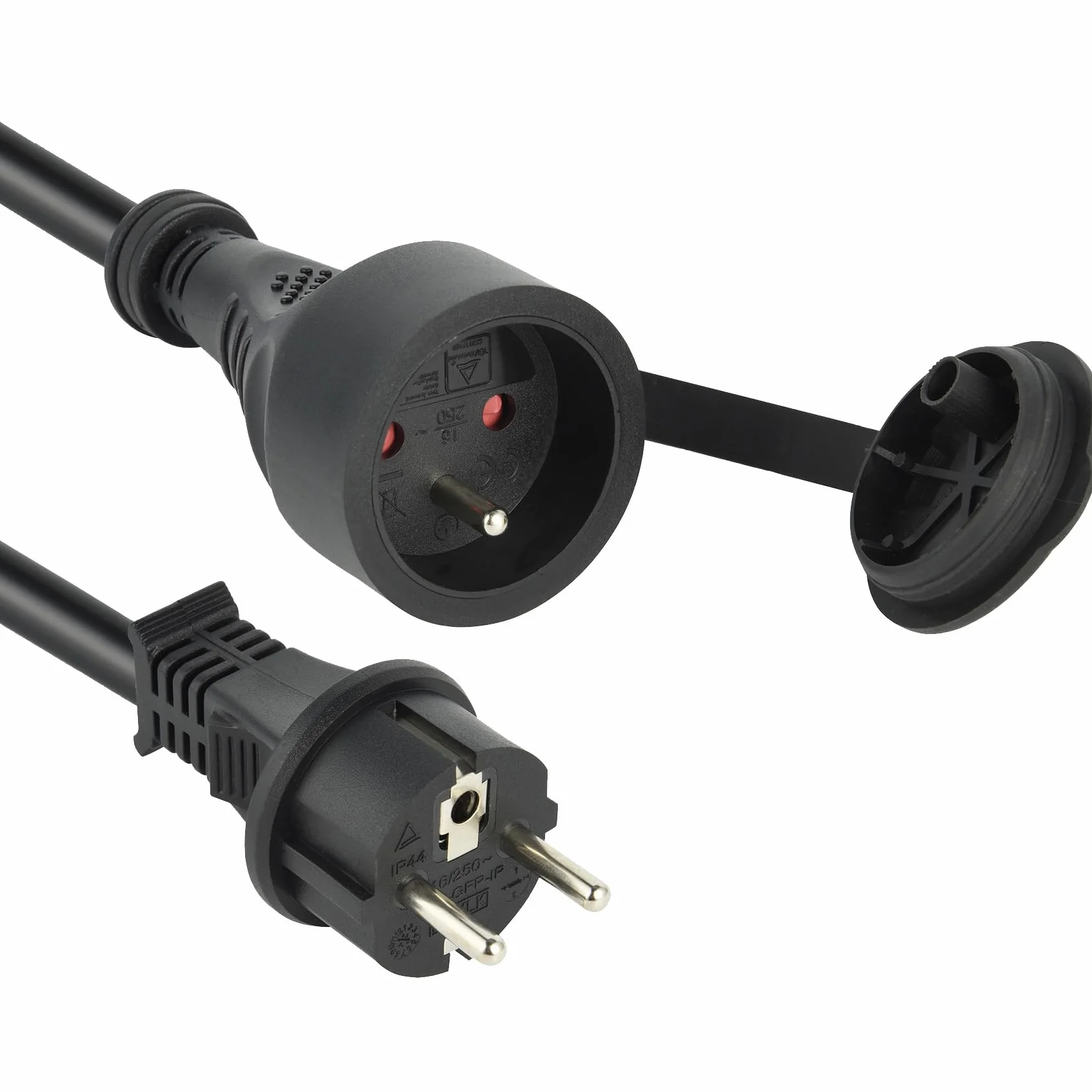 Electraline Electraline 200122 - Prolongador eléctrico IP44 profesional impermeable (sección 3G1,5 mm², PVC, 10 m), color negro