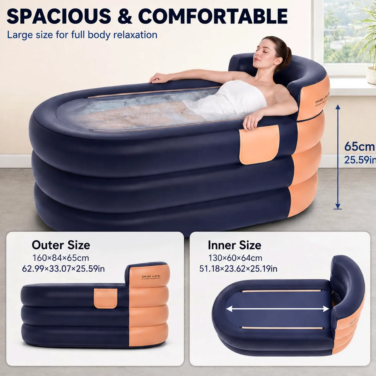Bañera Inflable, Inflable Plegable Móvil Independiente Bañera para Adultos y Ducha para Camping Viajes Spa